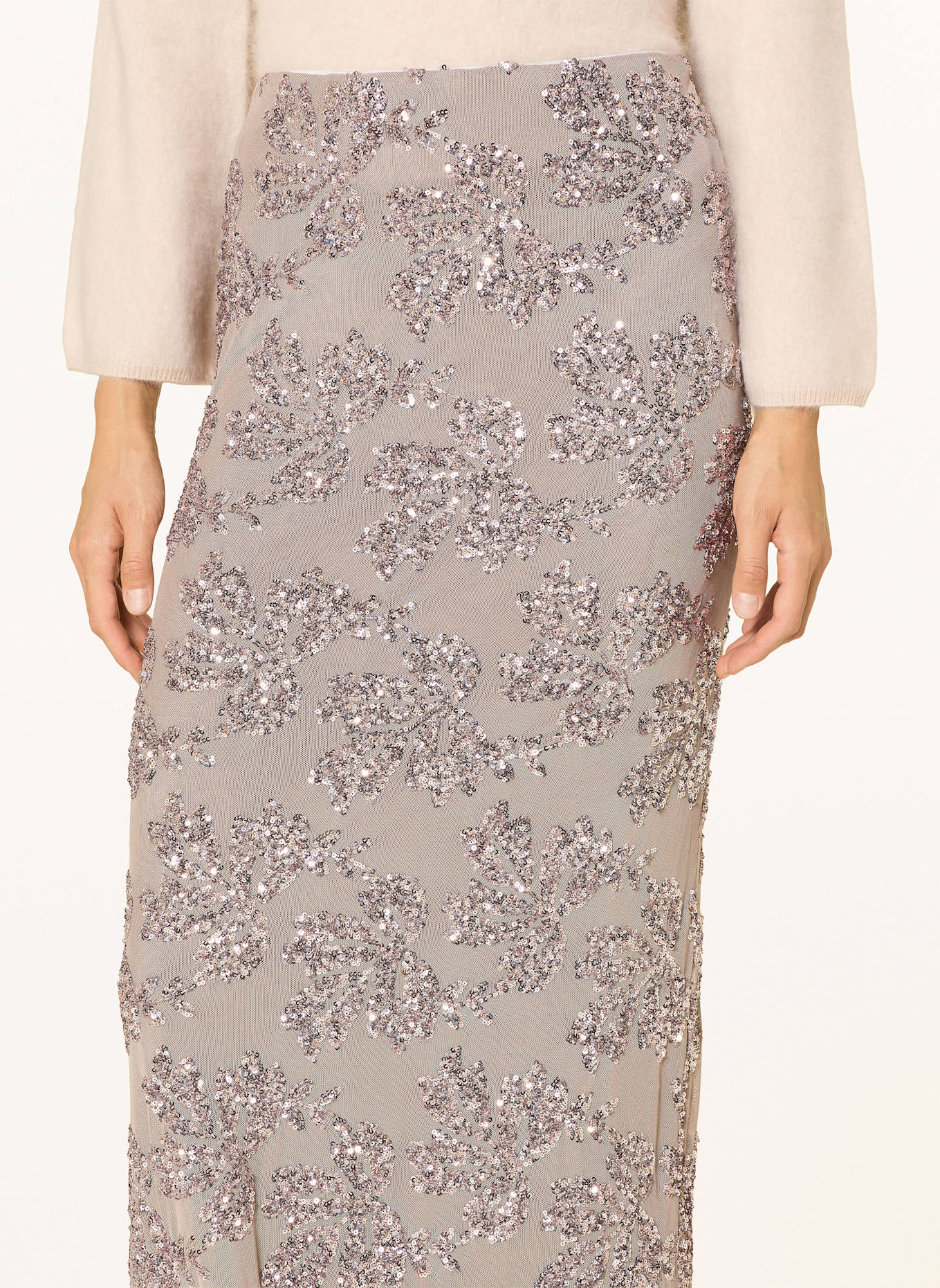 miss goodlife Rock mit Pailletten: TAUPE