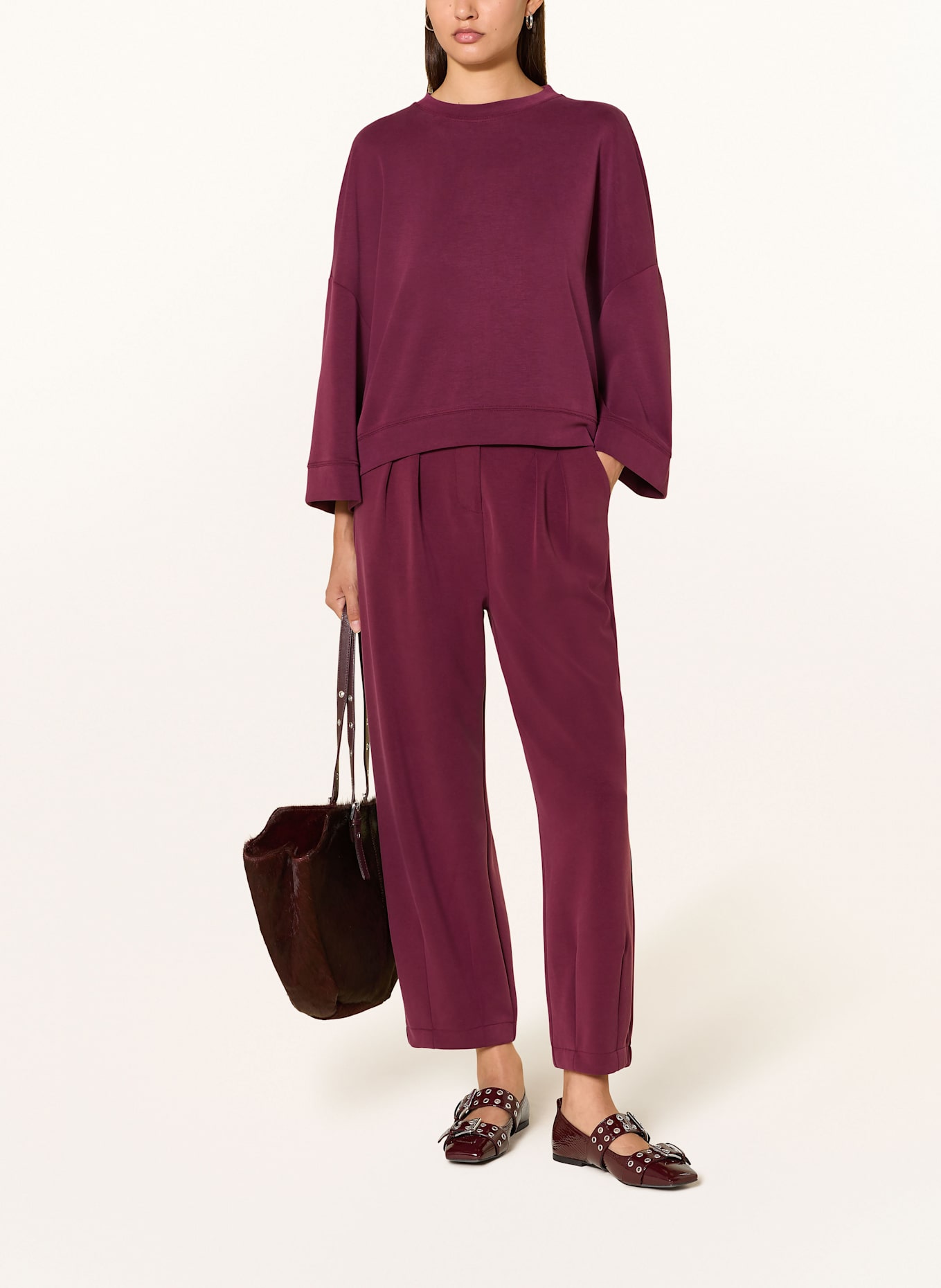 Rich & Royal Sweatshirt mit 3/4-Arm: DUNKELROT