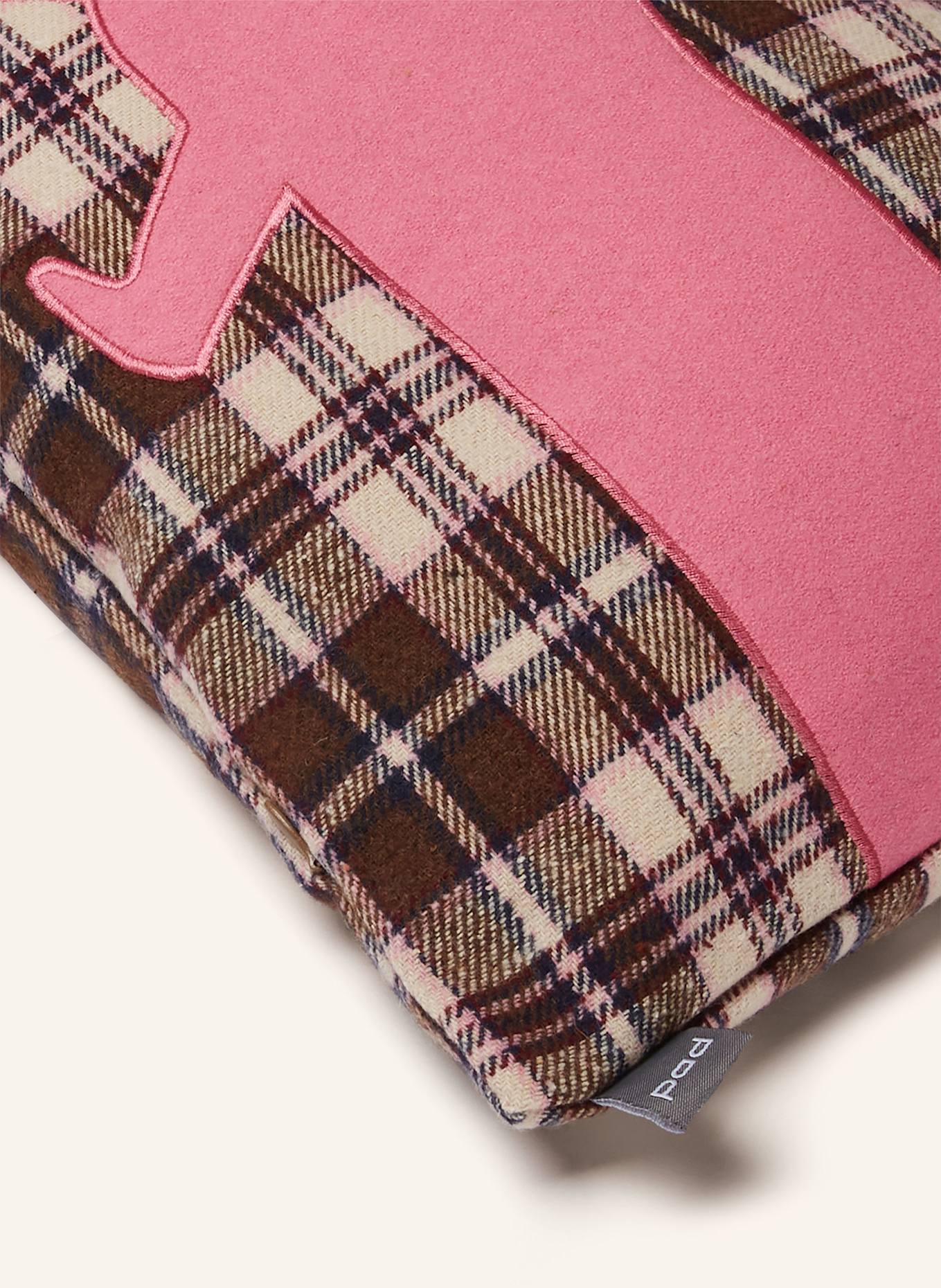 PAD 2er-Set Dekokissenhülle TARTAN DOG: DUNKELBRAUN / ROSA / BLAU