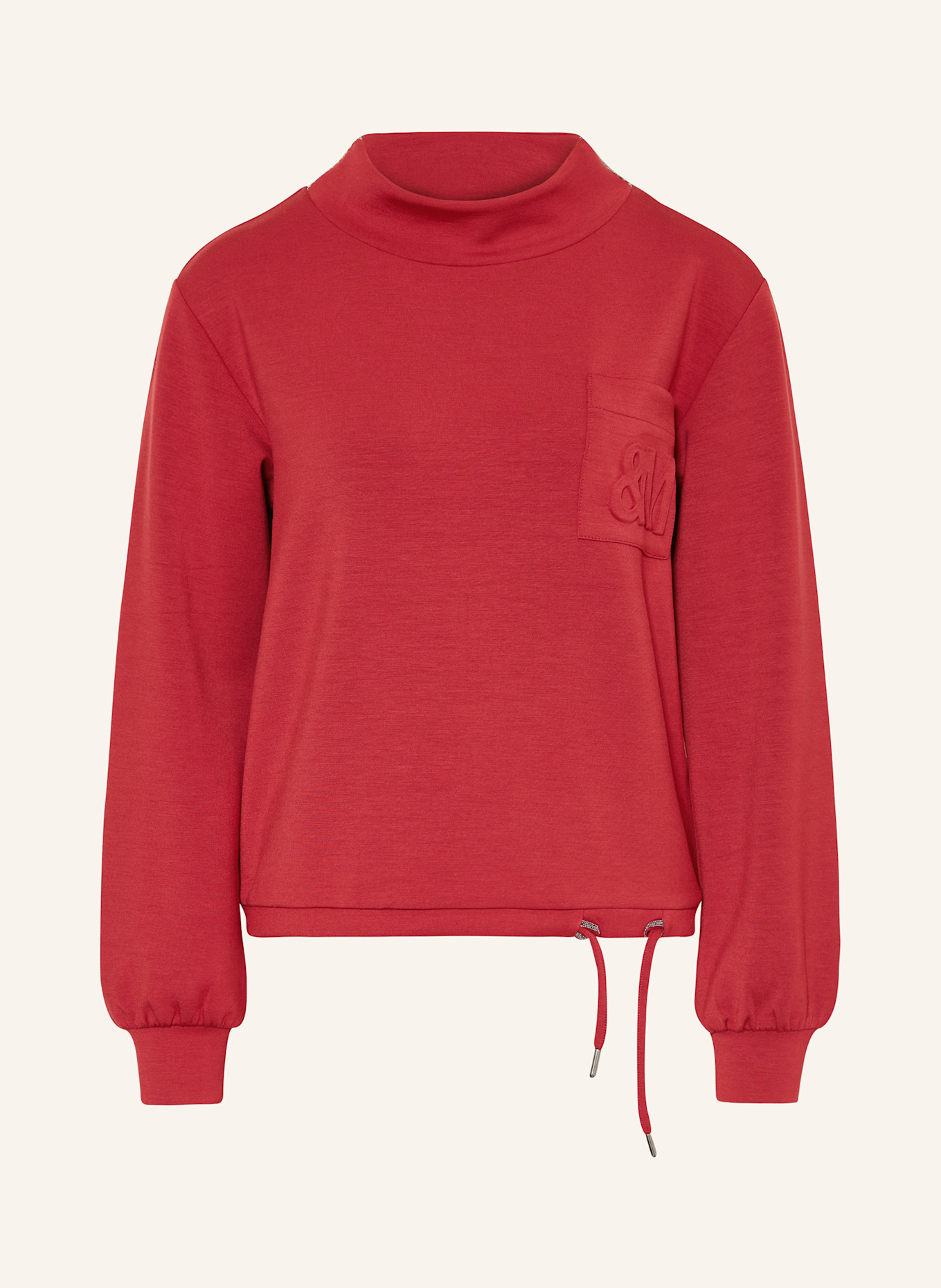 monari Sweatshirt mit Schmuckperlen: ROT
