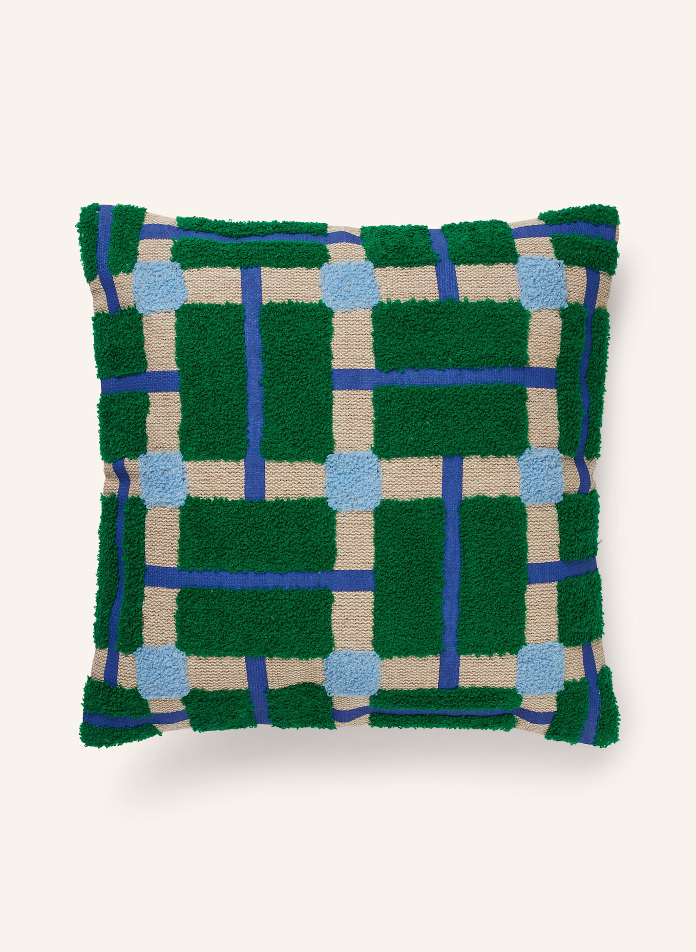 &k amsterdam PLANO decorative cushion cover: CREAM / GREEN / BLUE