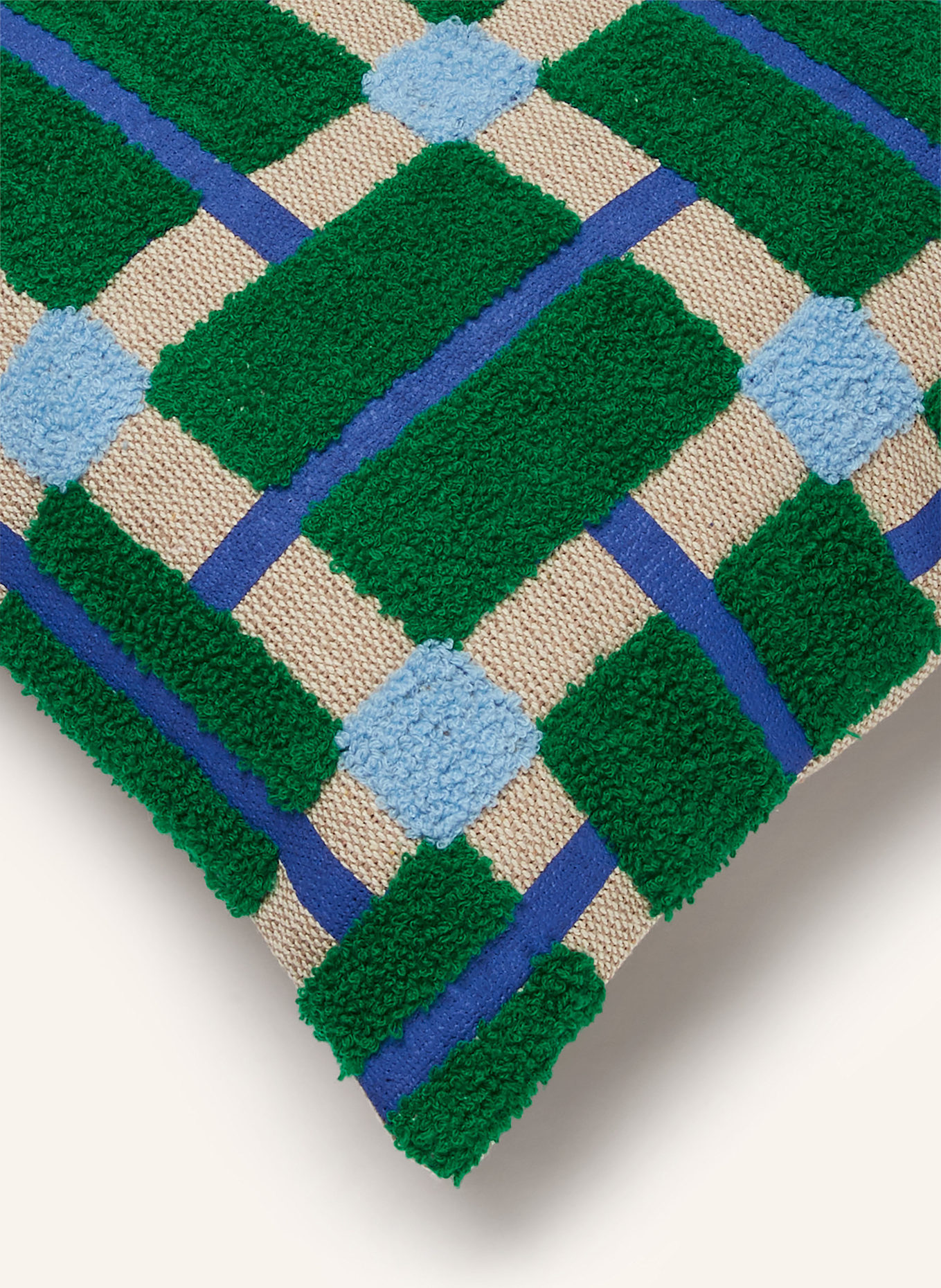 &k amsterdam PLANO decorative cushion cover: CREAM / GREEN / BLUE