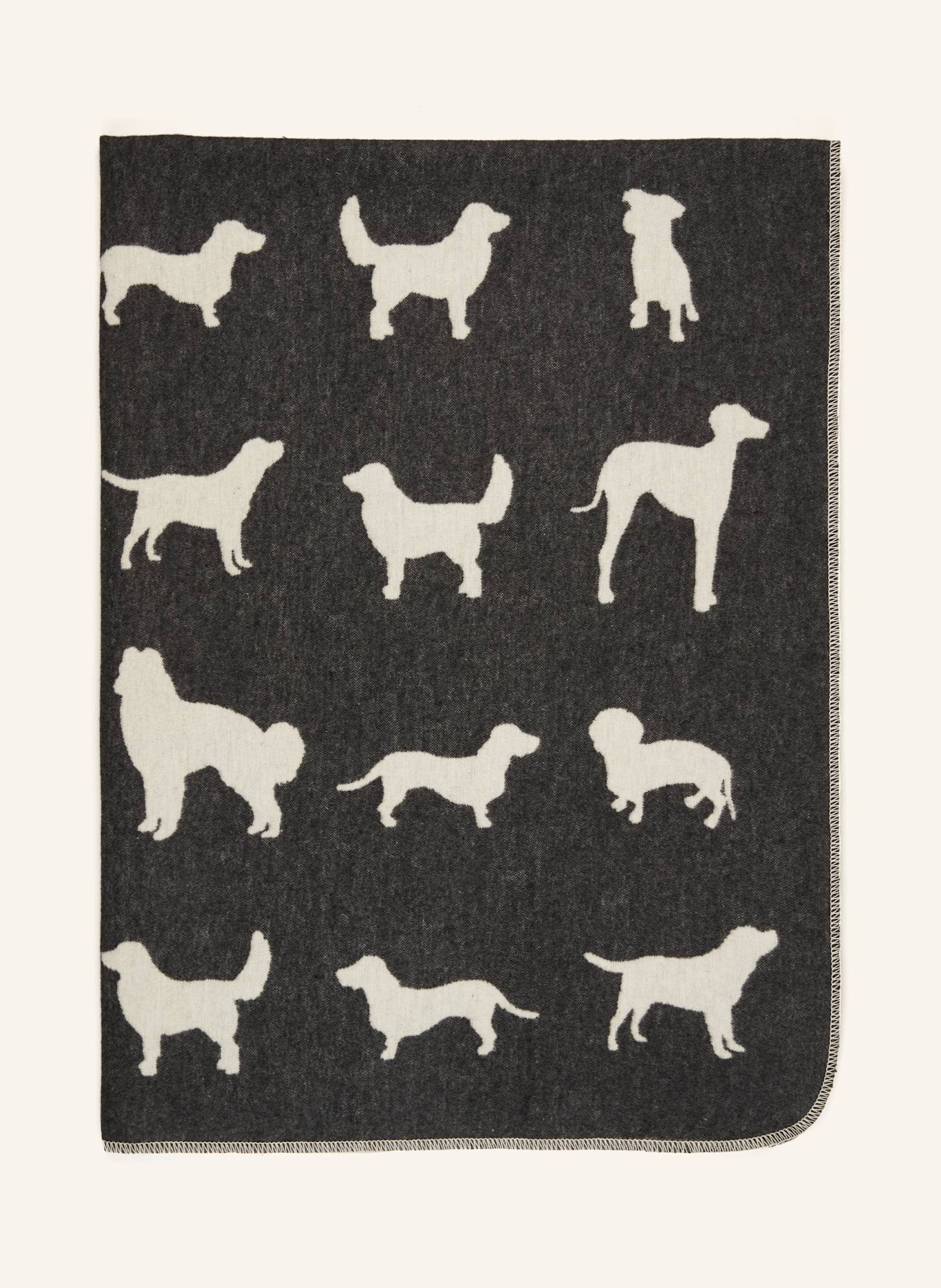 David Fussenegger Plaid HUNDESILHOUETTEN: DUNKELGRAU / CREME