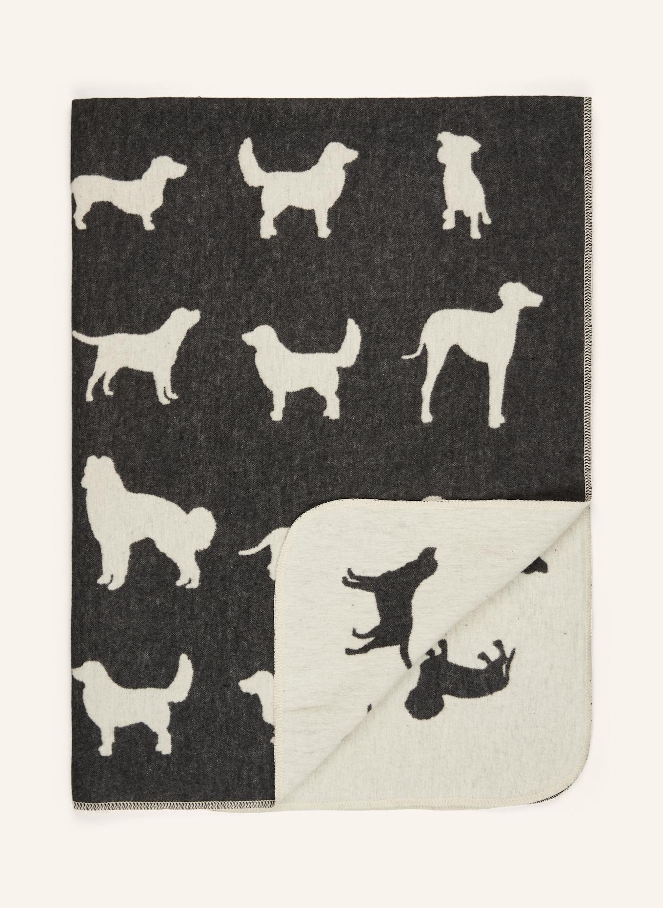 David Fussenegger Plaid HUNDESILHOUETTEN: DUNKELGRAU / CREME