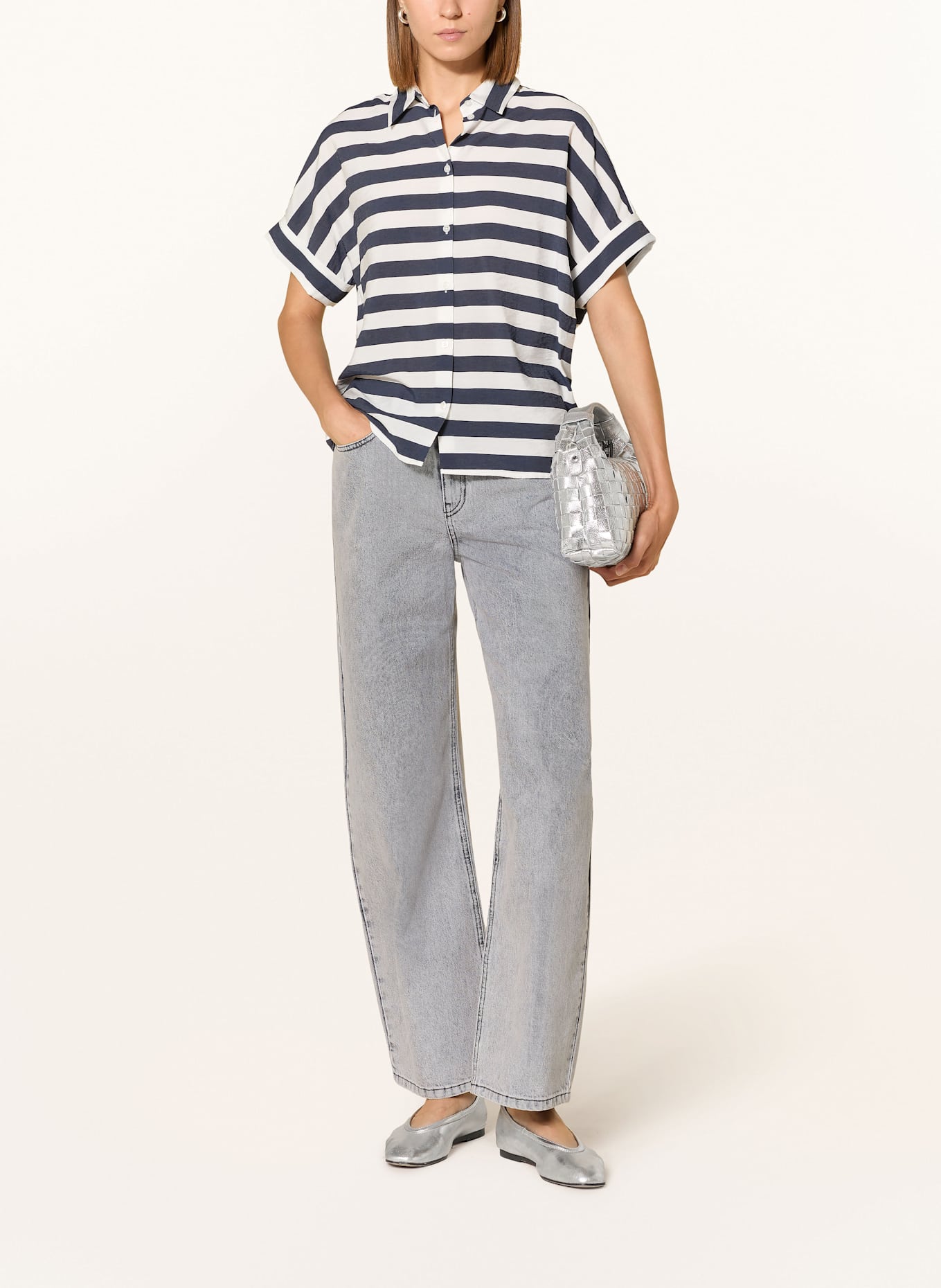 CINQUE CITAMM shirt blouse: DARK BLUE / WHITE