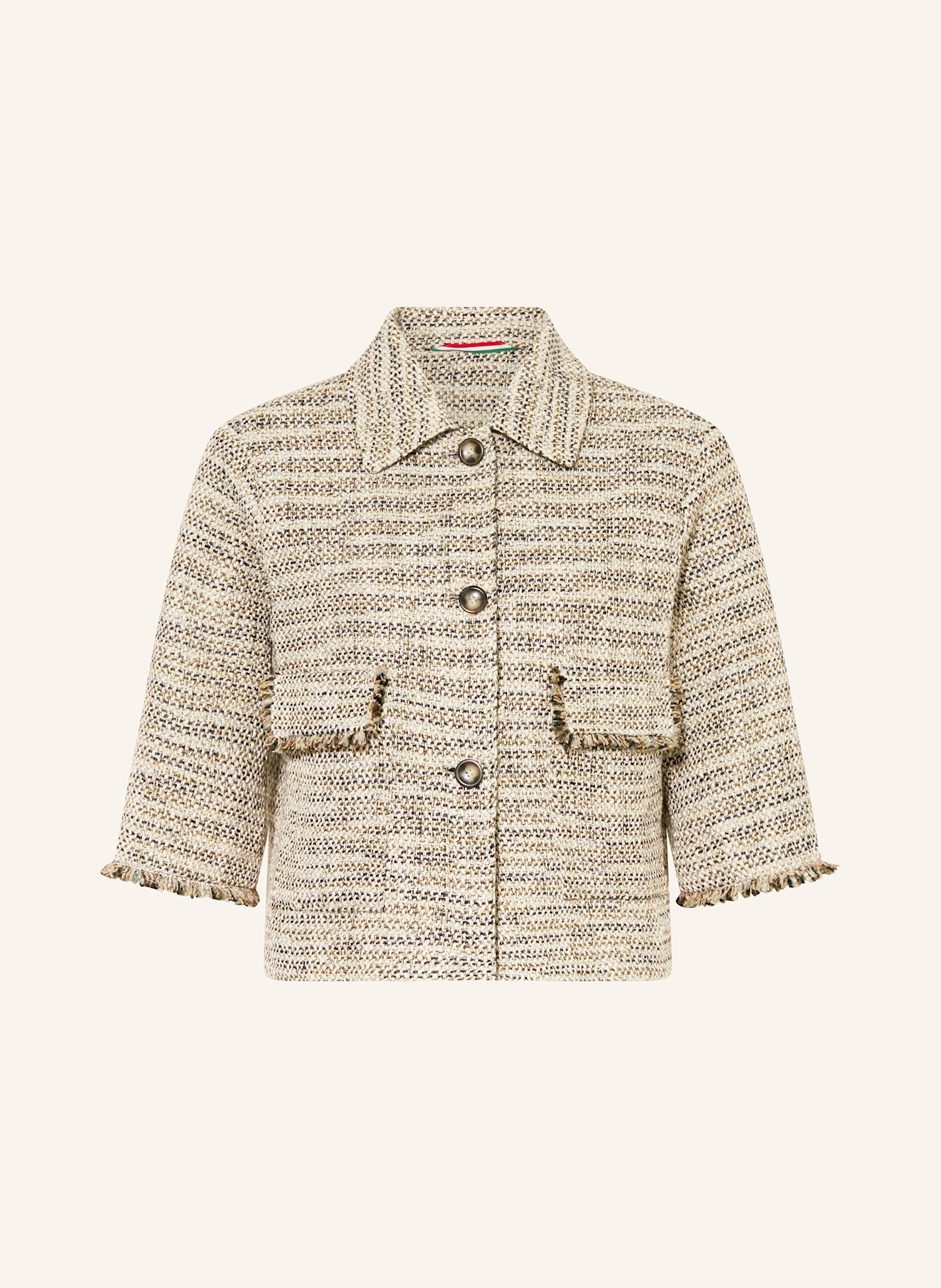 CINQUE Tweed-Kastenjacke CILUCKY mit 3/4-Arm: PETROL / MINT / WEISS