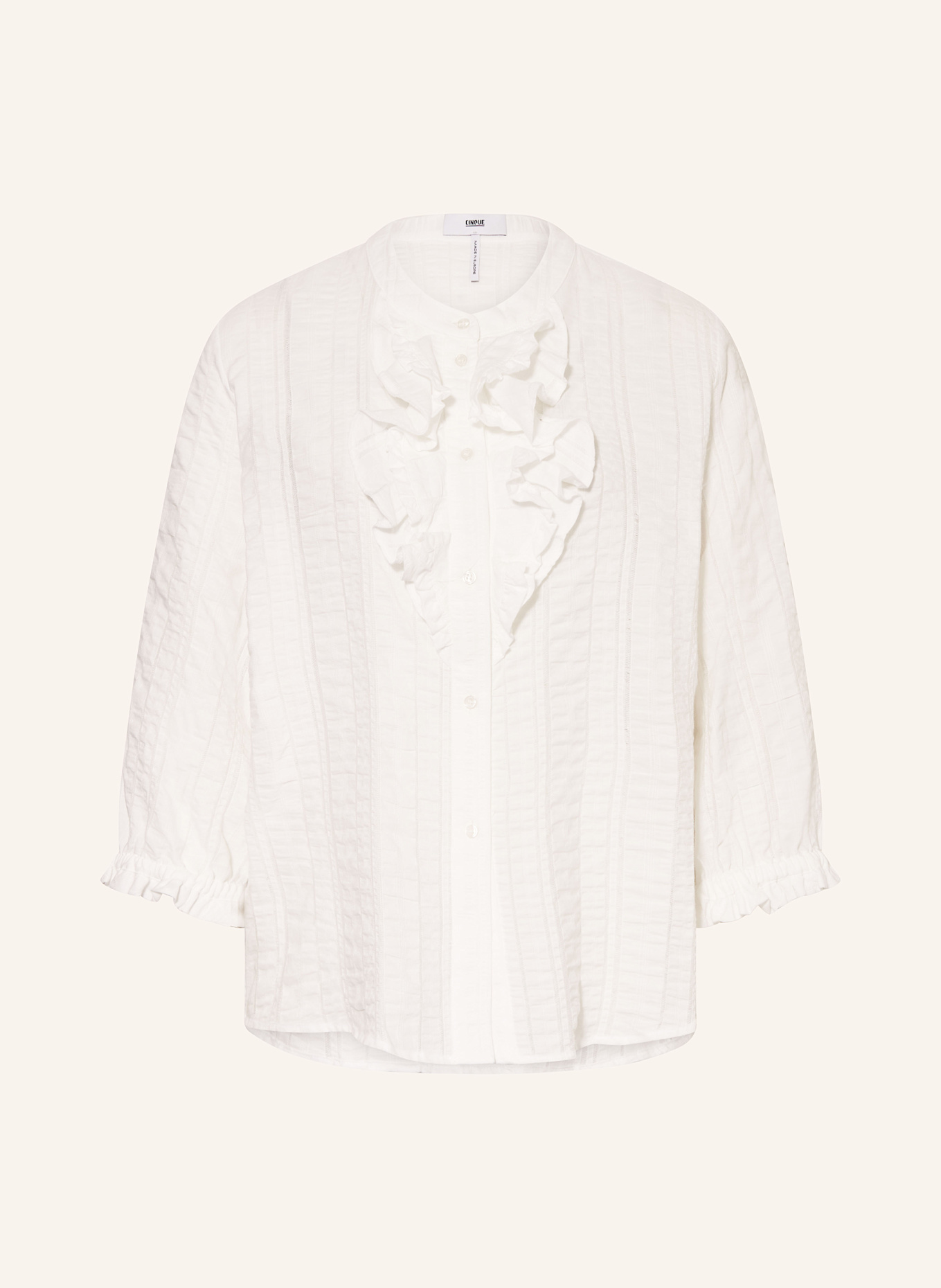 CINQUE Bluse CIPHILIPA mit Rüsche und 3/4-Arm: WEISS