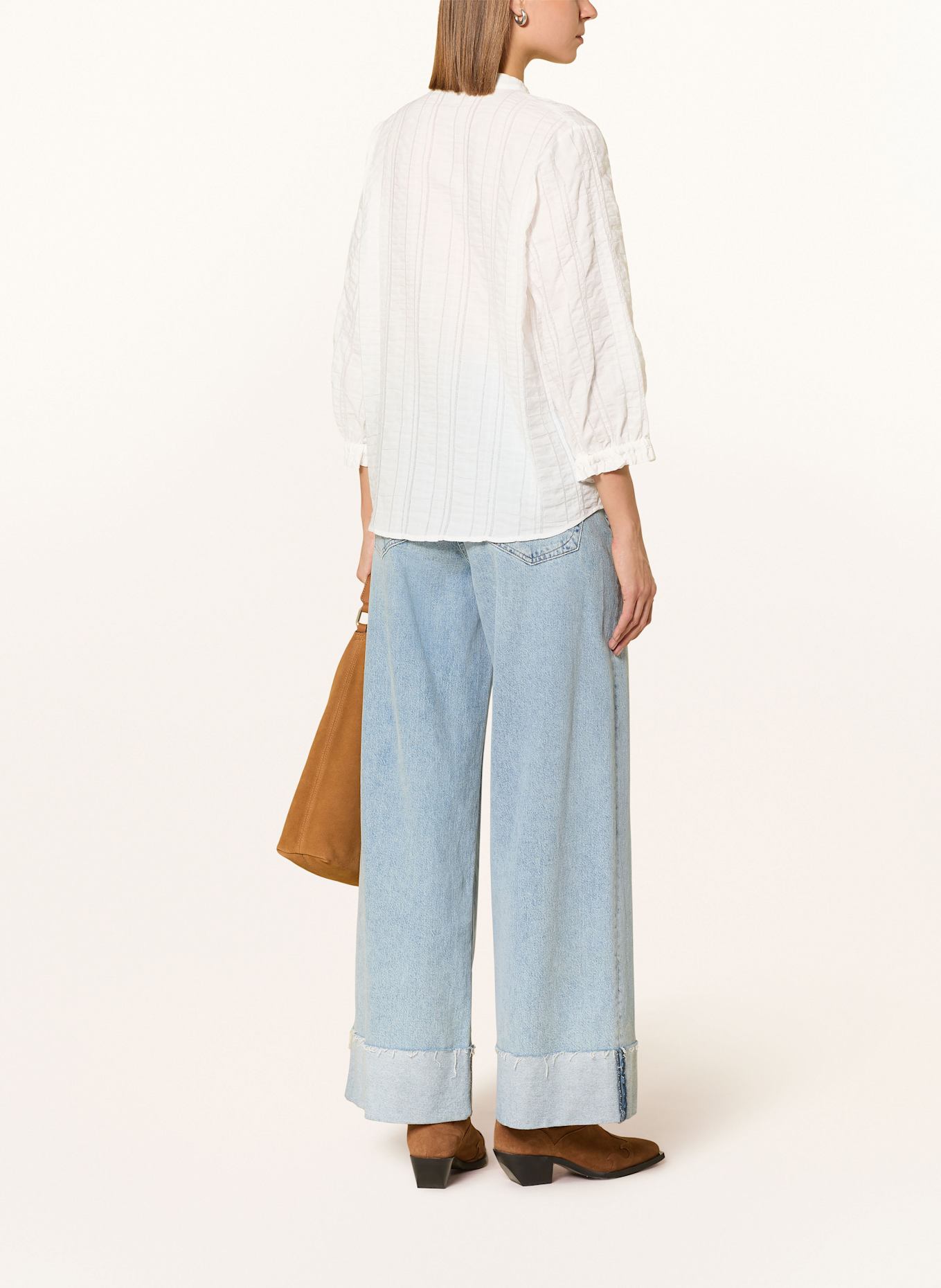 CINQUE Bluse CIPHILIPA mit Rüsche und 3/4-Arm: WEISS