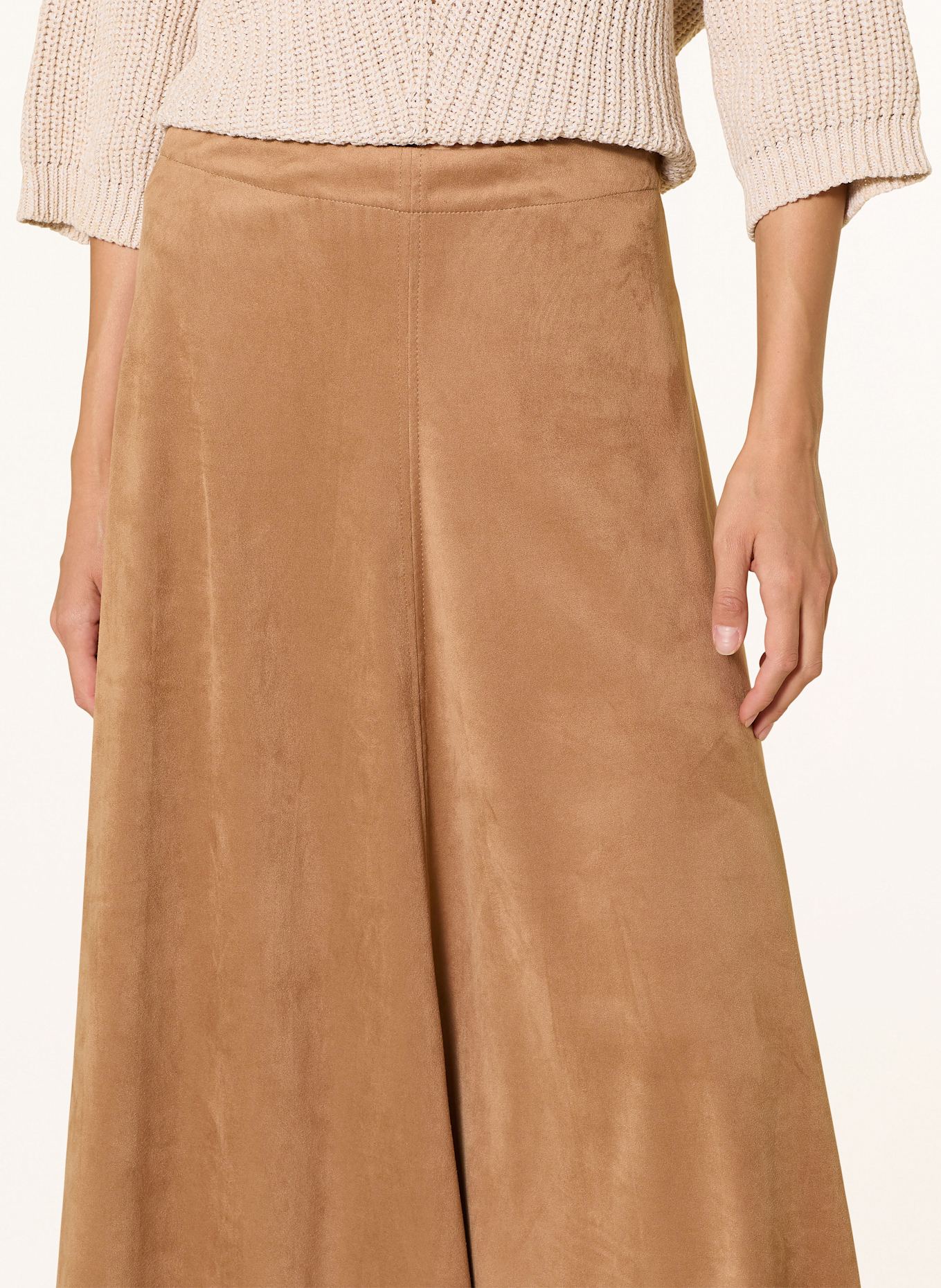 CINQUE CIROADSTER jersey skirt in leather look: CAMEL