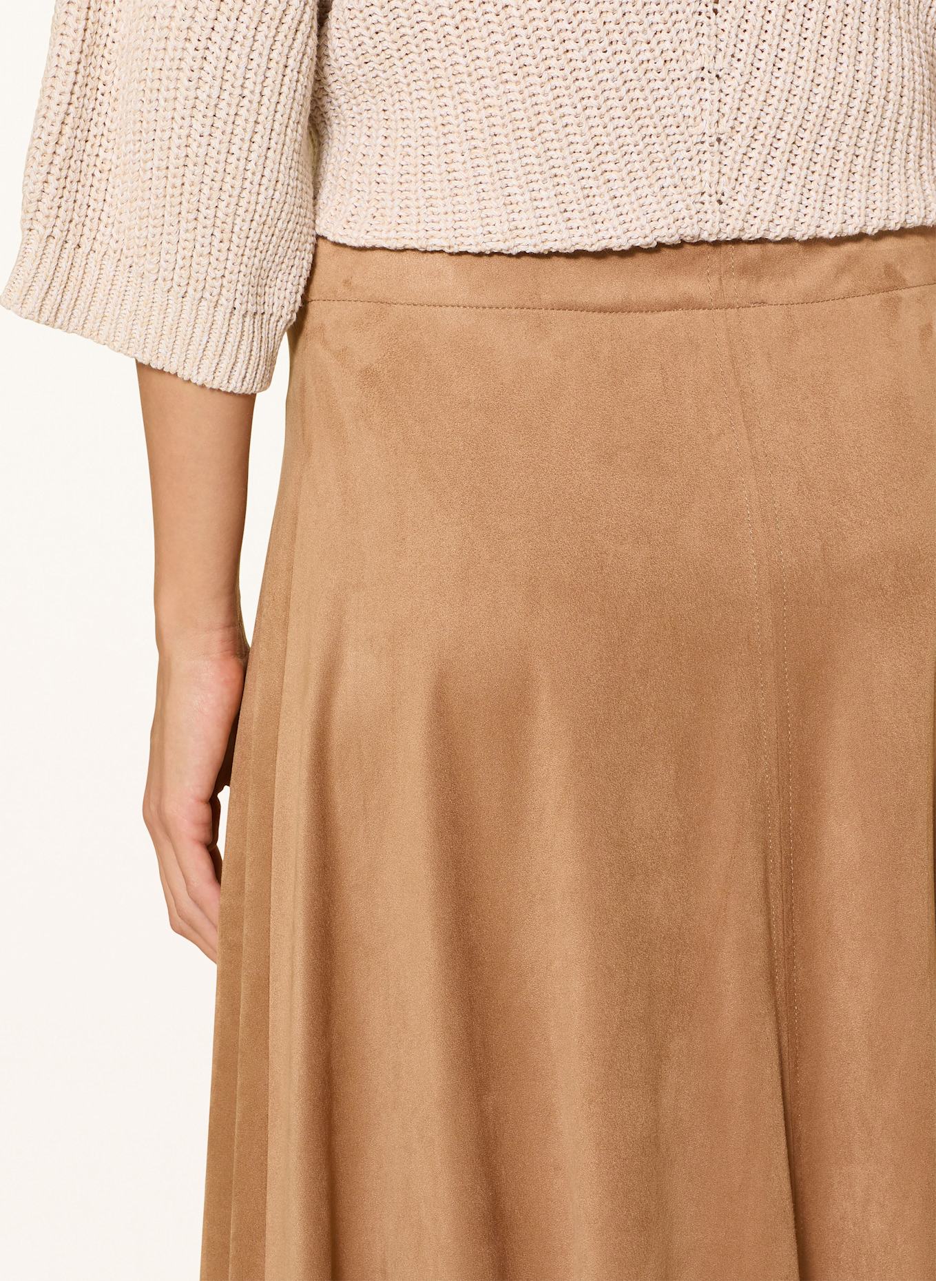 CINQUE CIROADSTER jersey skirt in leather look: CAMEL