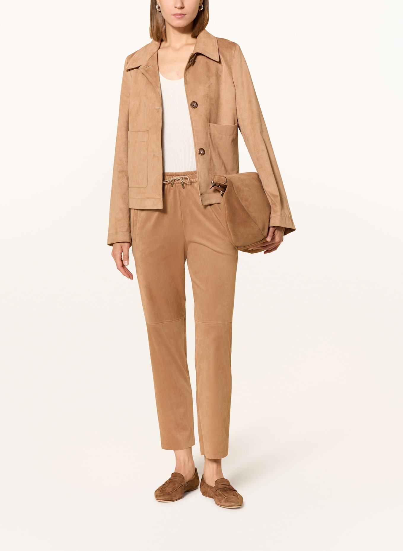 CINQUE Bunda hranatého střihu CIELVIS v koženém vzhledu: VELBLOUDÍ