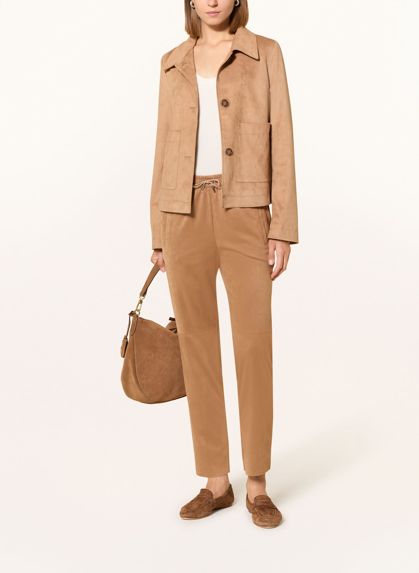 CINQUE Spodnie 7/8 CISOLA z imitacji skóry: CAMELOWY