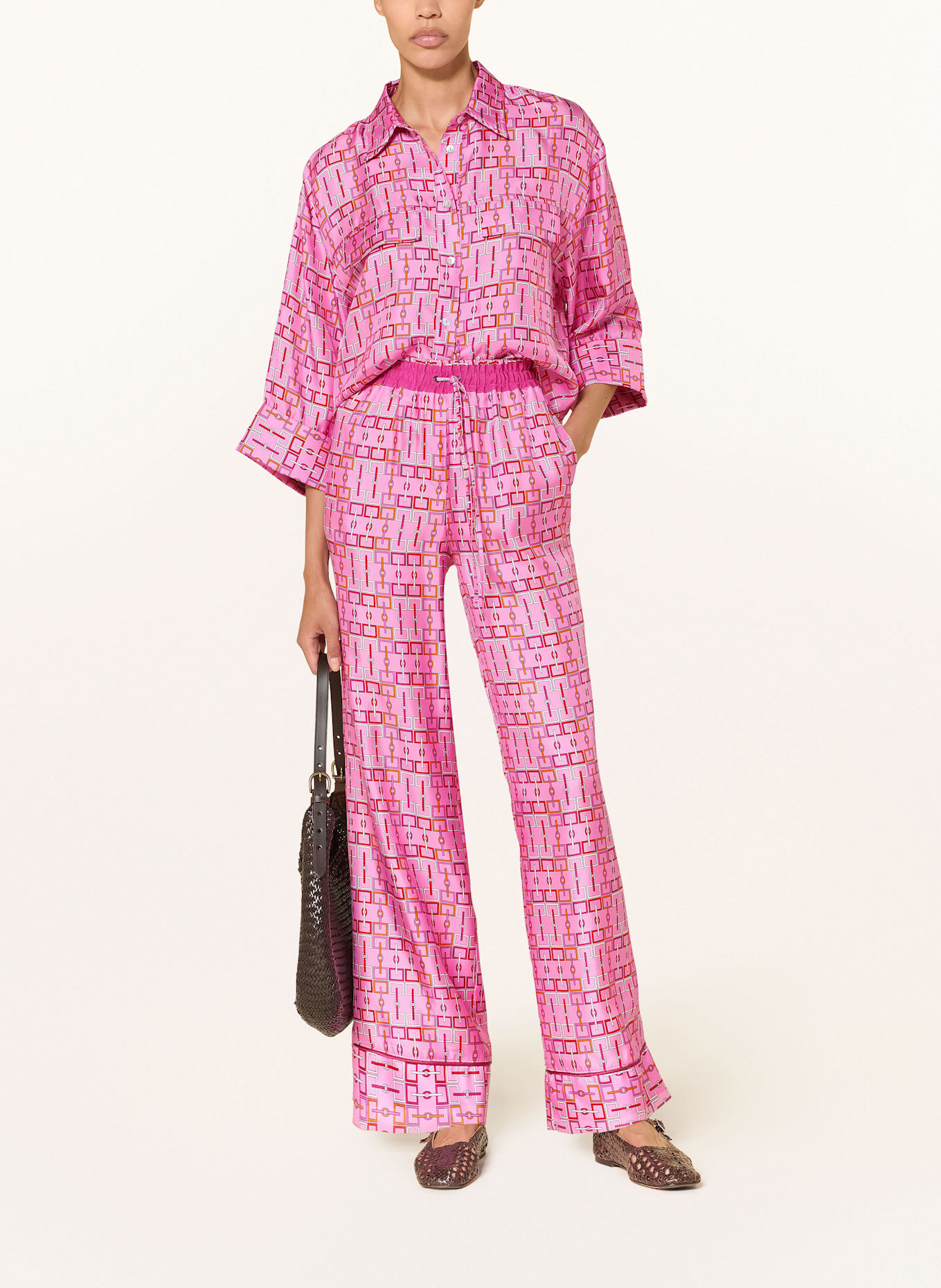 SEM PER LEI Marlenehose aus Seide: PINK / ORANGE