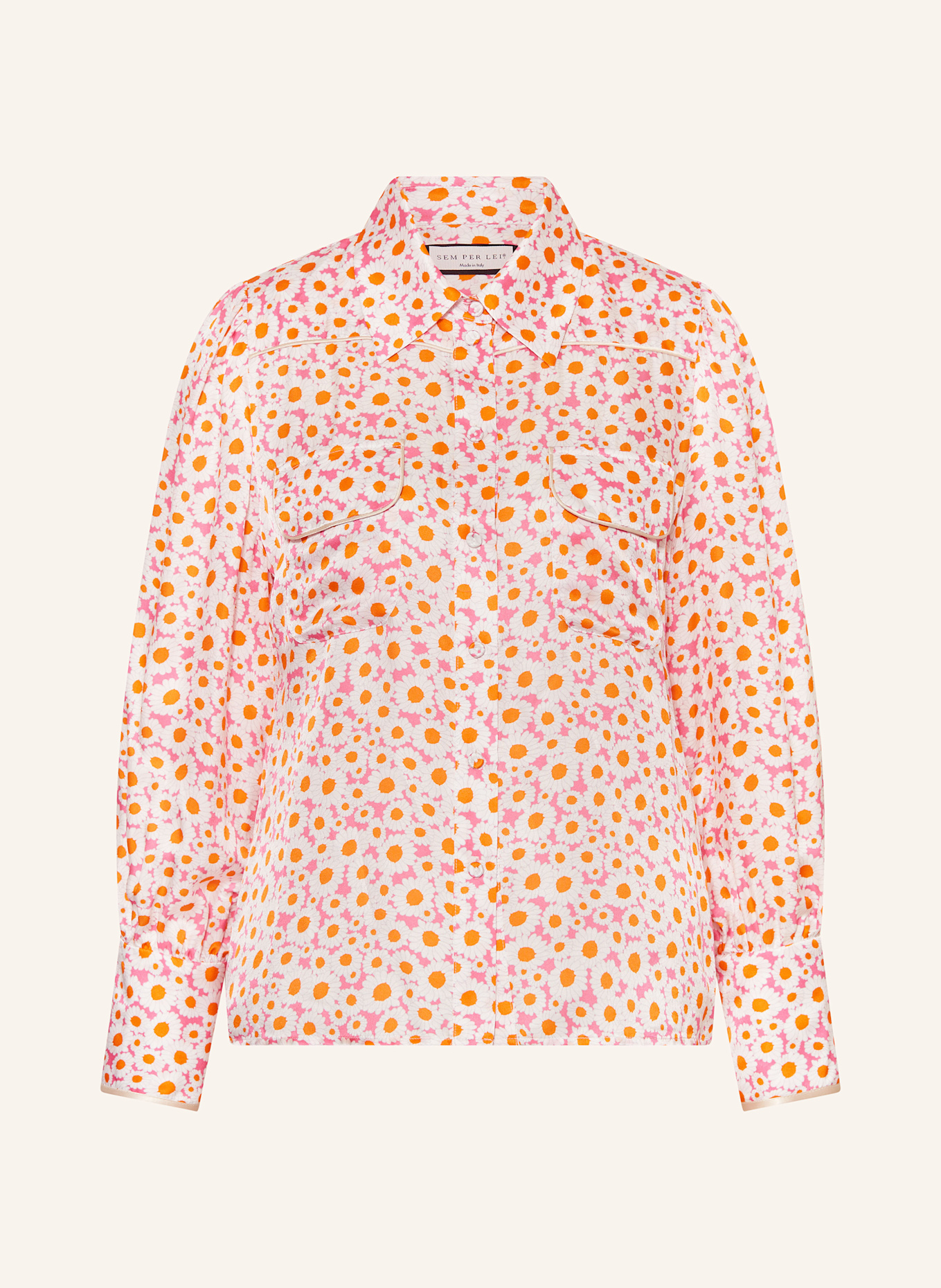 SEM PER LEI Koszula z dodatkiem jedwabiu: BIAŁY / POMARAŃCZOWY / MOCNORÓŻOWY