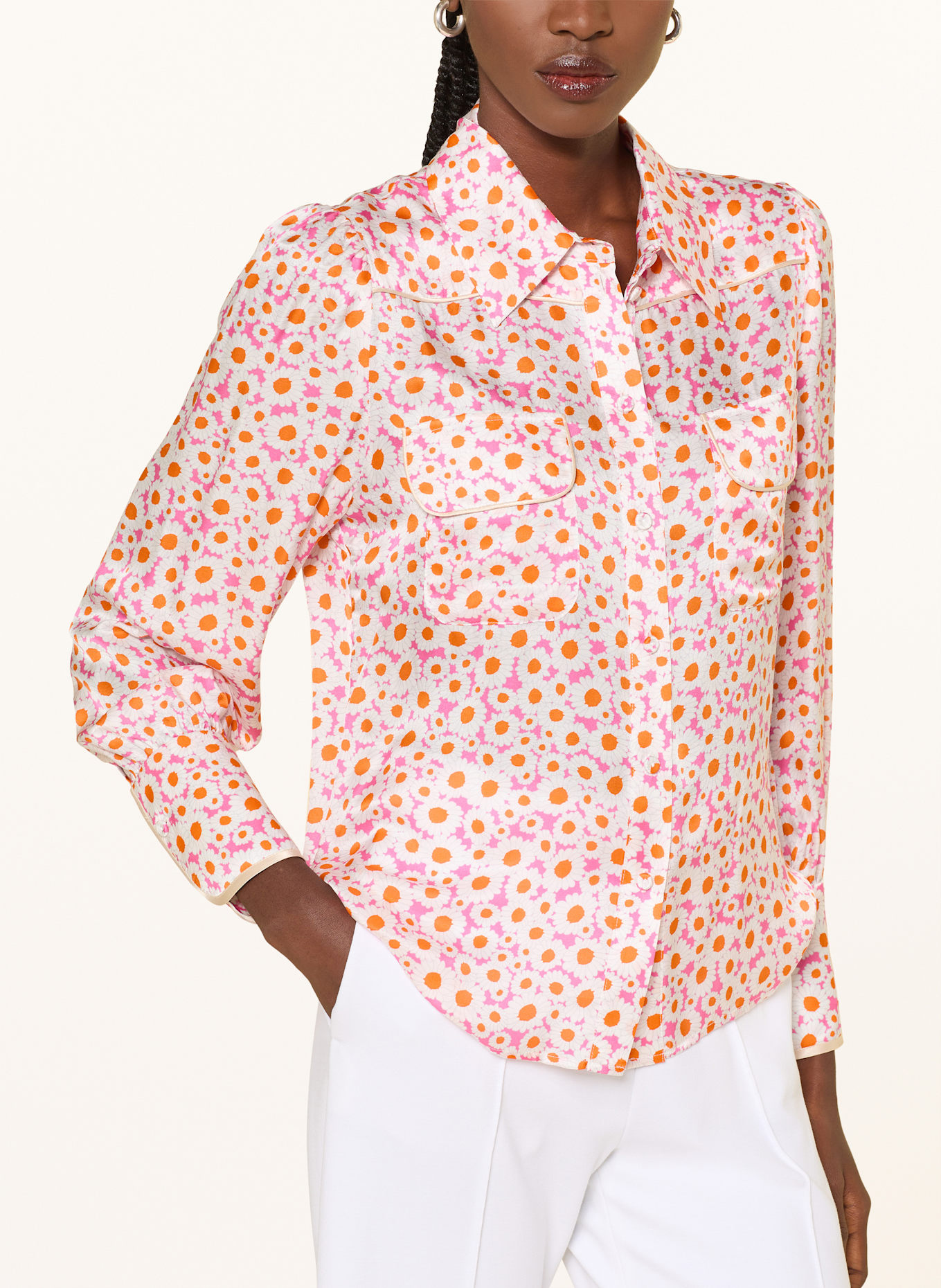 SEM PER LEI Koszula z dodatkiem jedwabiu: BIAŁY / POMARAŃCZOWY / MOCNORÓŻOWY