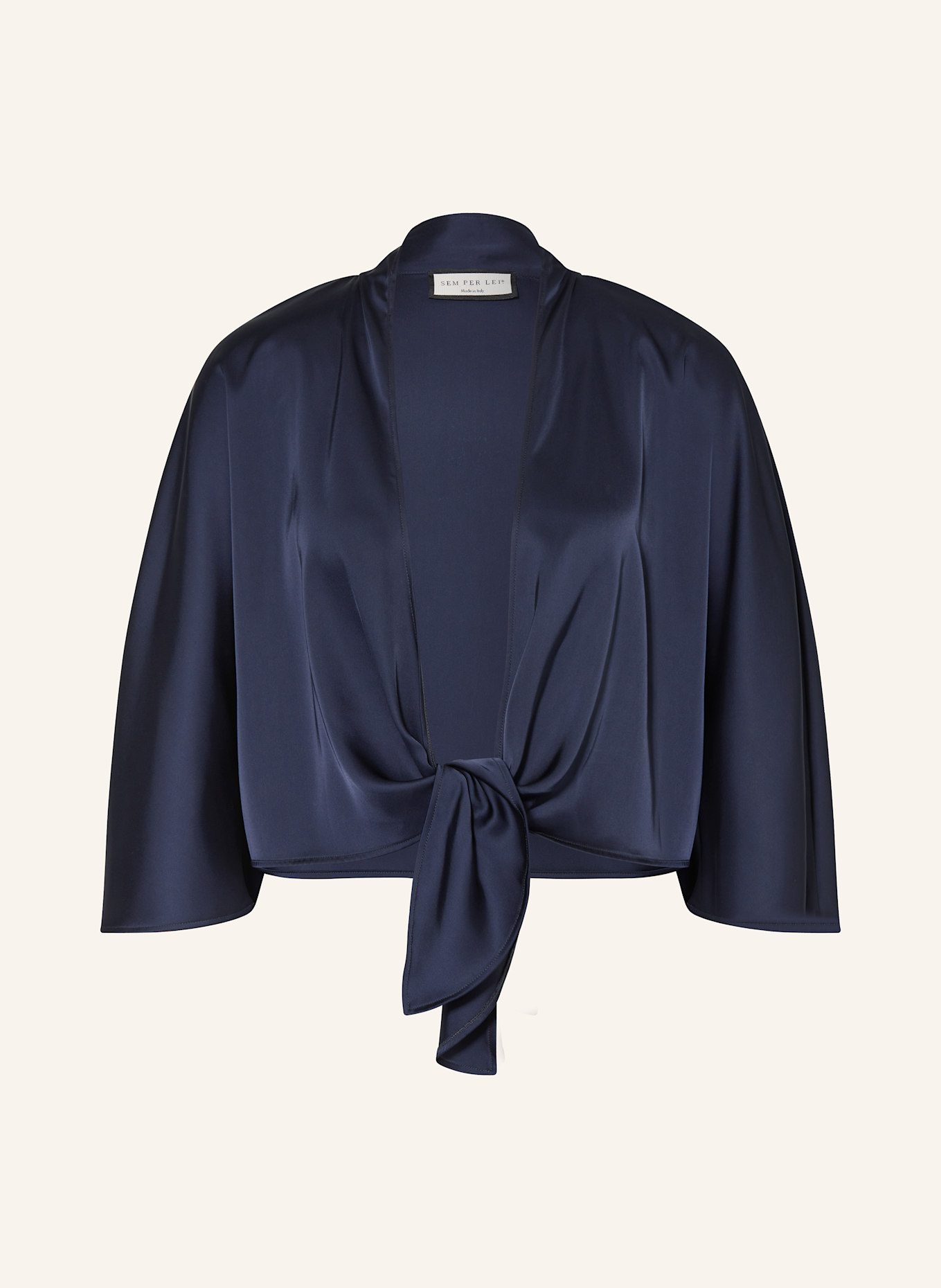 SEM PER LEI Bolero aus Satin mit 3/4-Arm: DUNKELBLAU