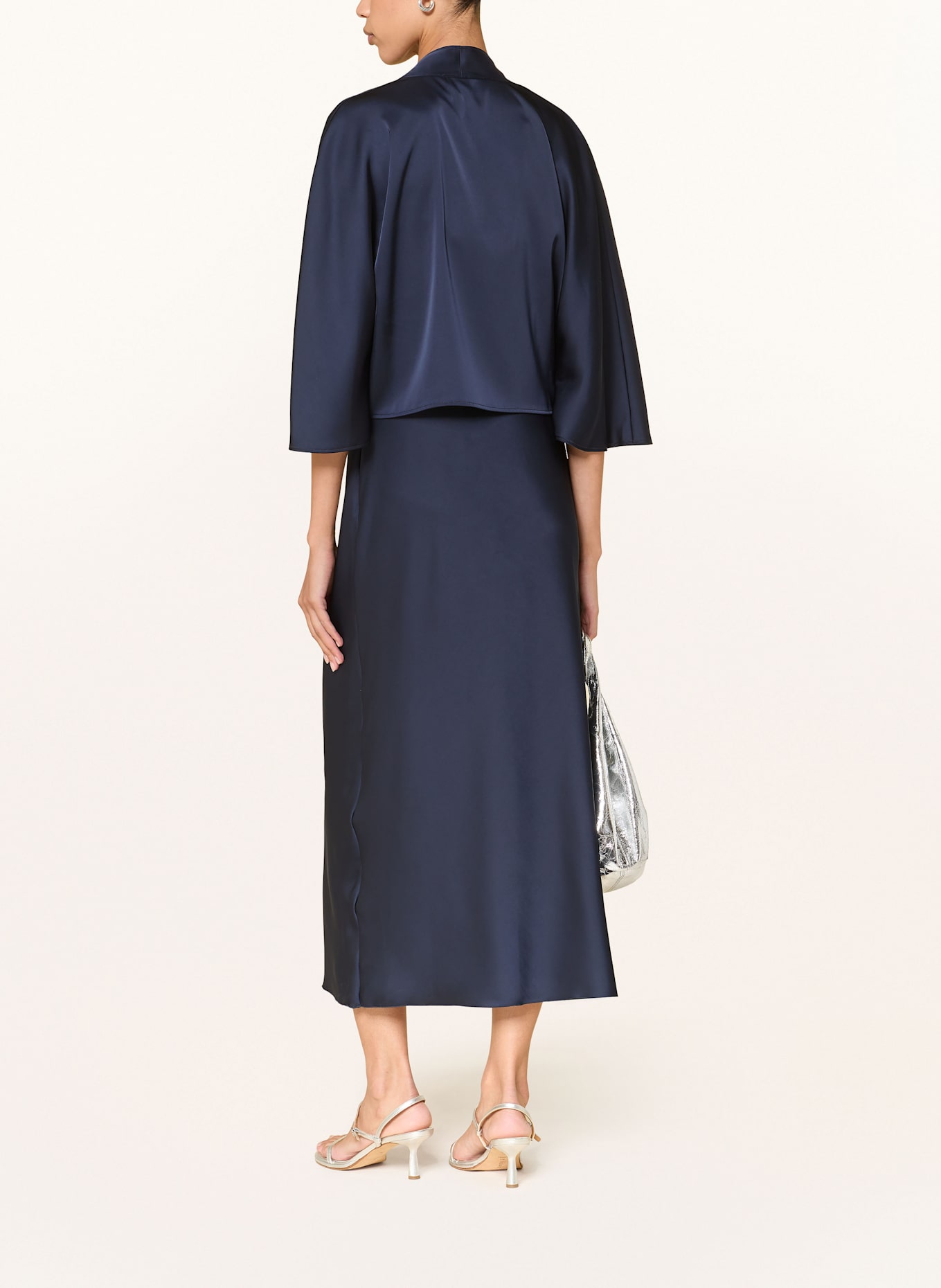 SEM PER LEI Bolero aus Satin mit 3/4-Arm: DUNKELBLAU