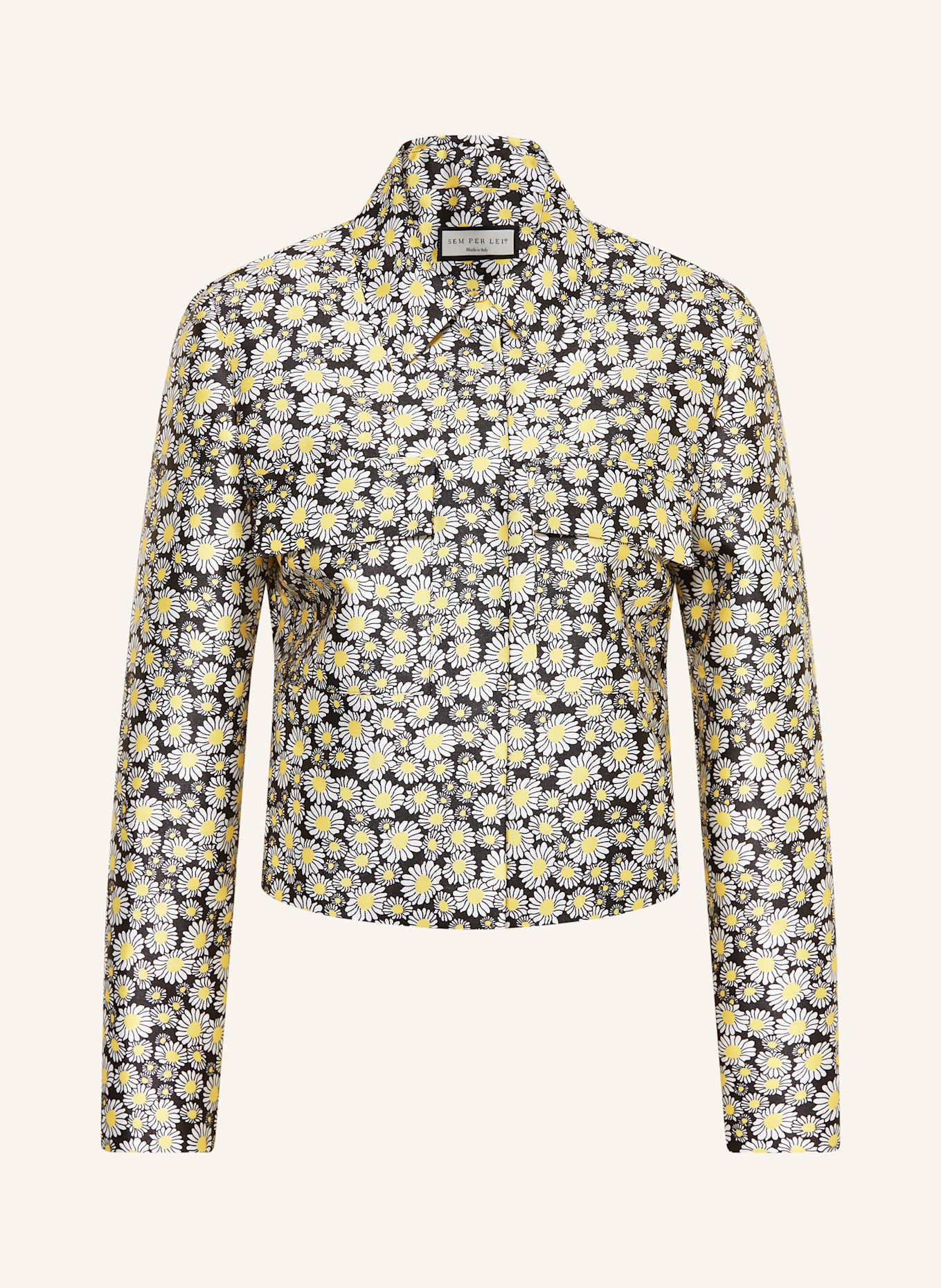 SEM PER LEI veste carrée: BLANC / NOIR / JAUNE