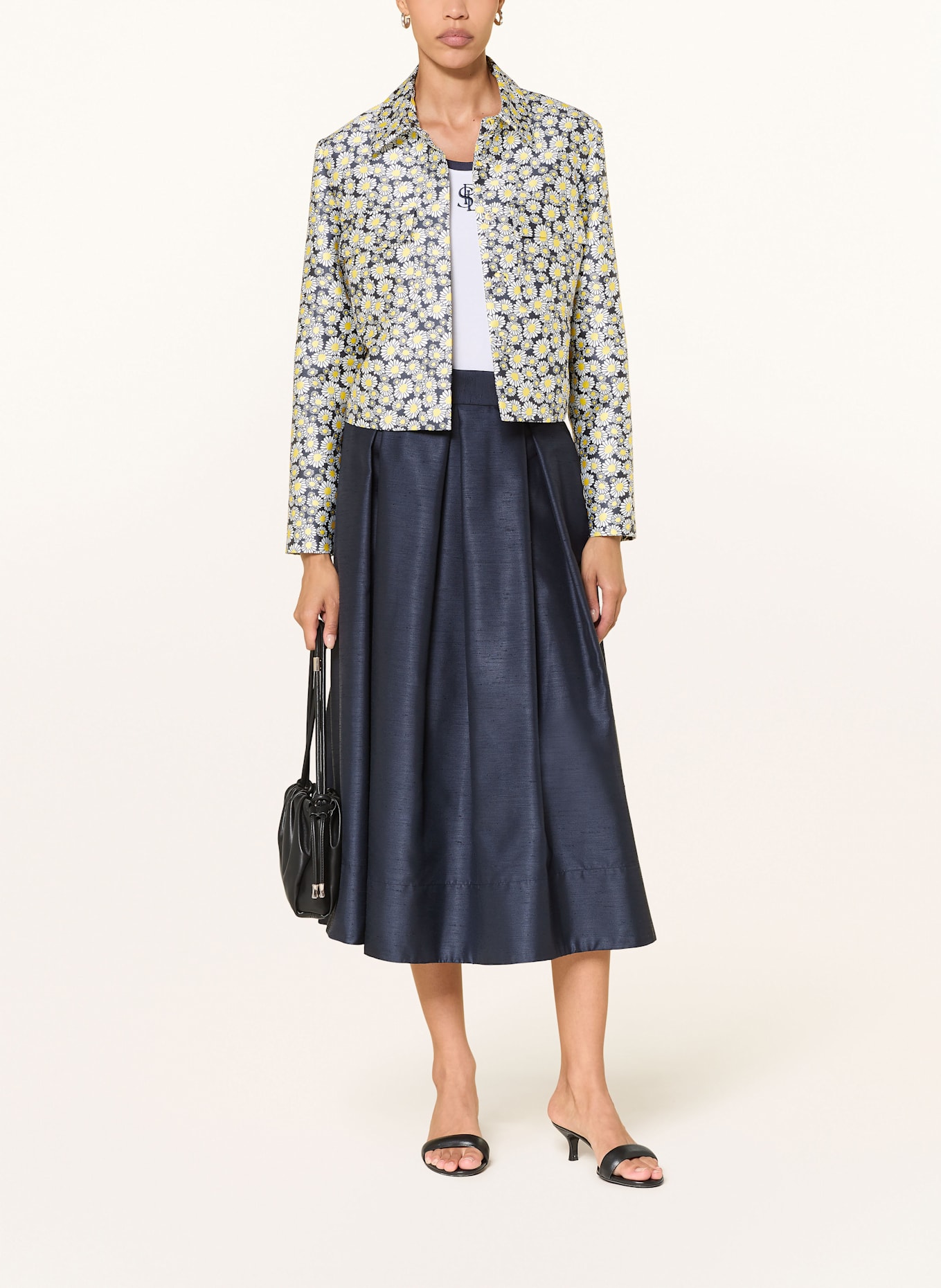 SEM PER LEI veste carrée: BLANC / NOIR / JAUNE