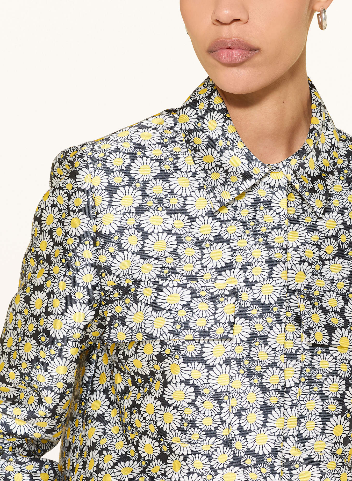 SEM PER LEI veste carrée: BLANC / NOIR / JAUNE