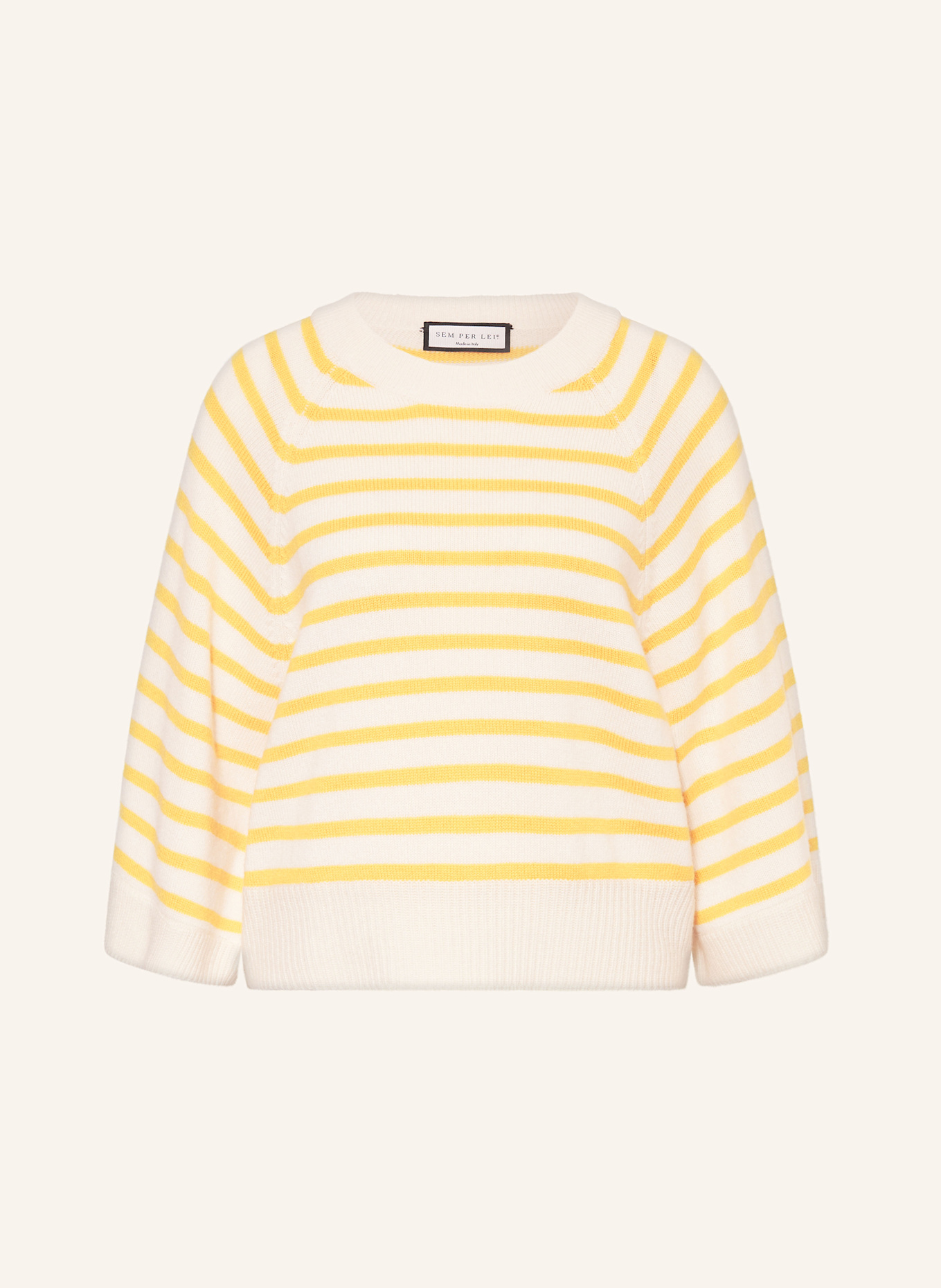 SEM PER LEI Pullover mit Cashmere und 3/4-Arm: HELLGELB / GELB