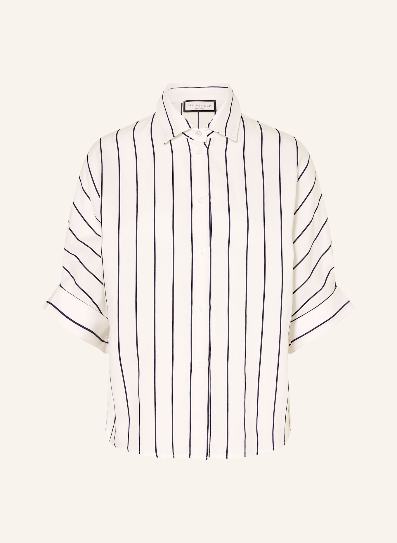 SEM PER LEI Košilová halenka s 3/4 rukávem: REŽNÁ / TMAVĚ MODRÁ