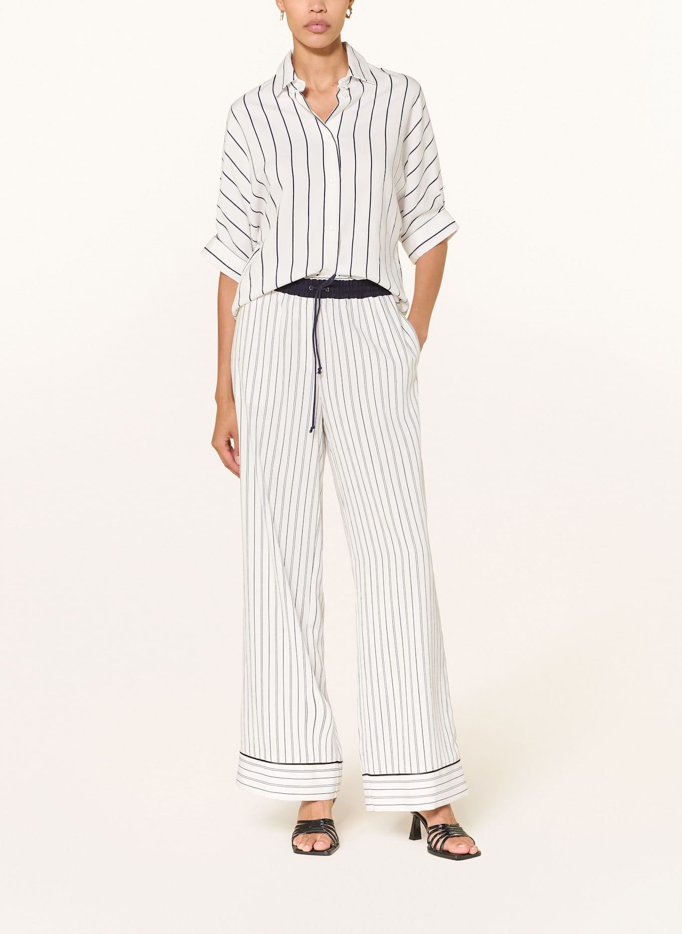 SEM PER LEI Košilová halenka s 3/4 rukávem: REŽNÁ / TMAVĚ MODRÁ