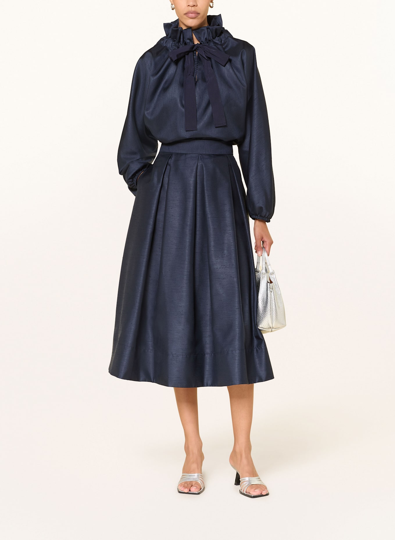 SEM PER LEI Skládaná sukně: TMAVĚ MODRÁ