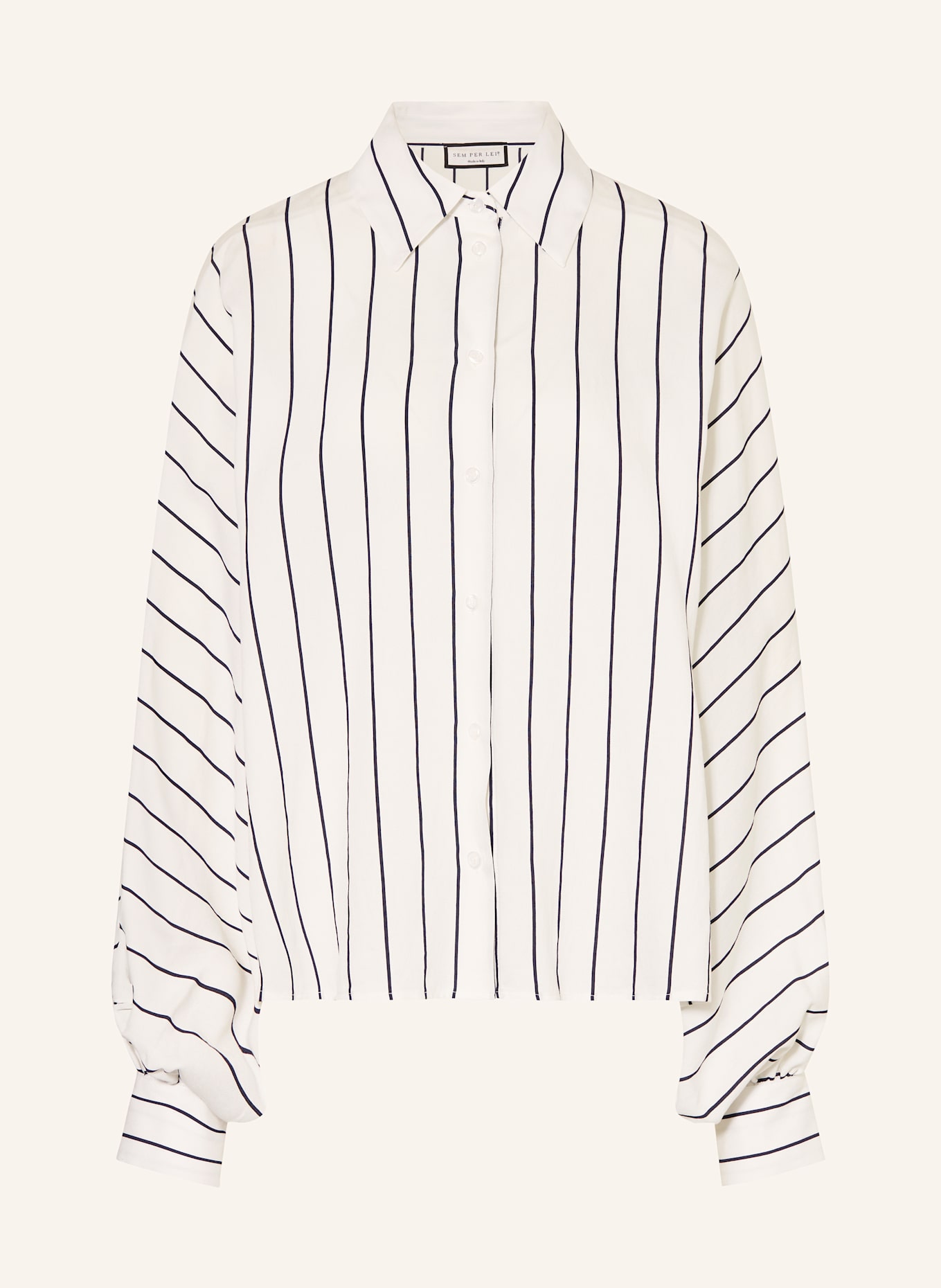 SEM PER LEI Oversized-Hemdbluse: ECRU / DUNKELBLAU