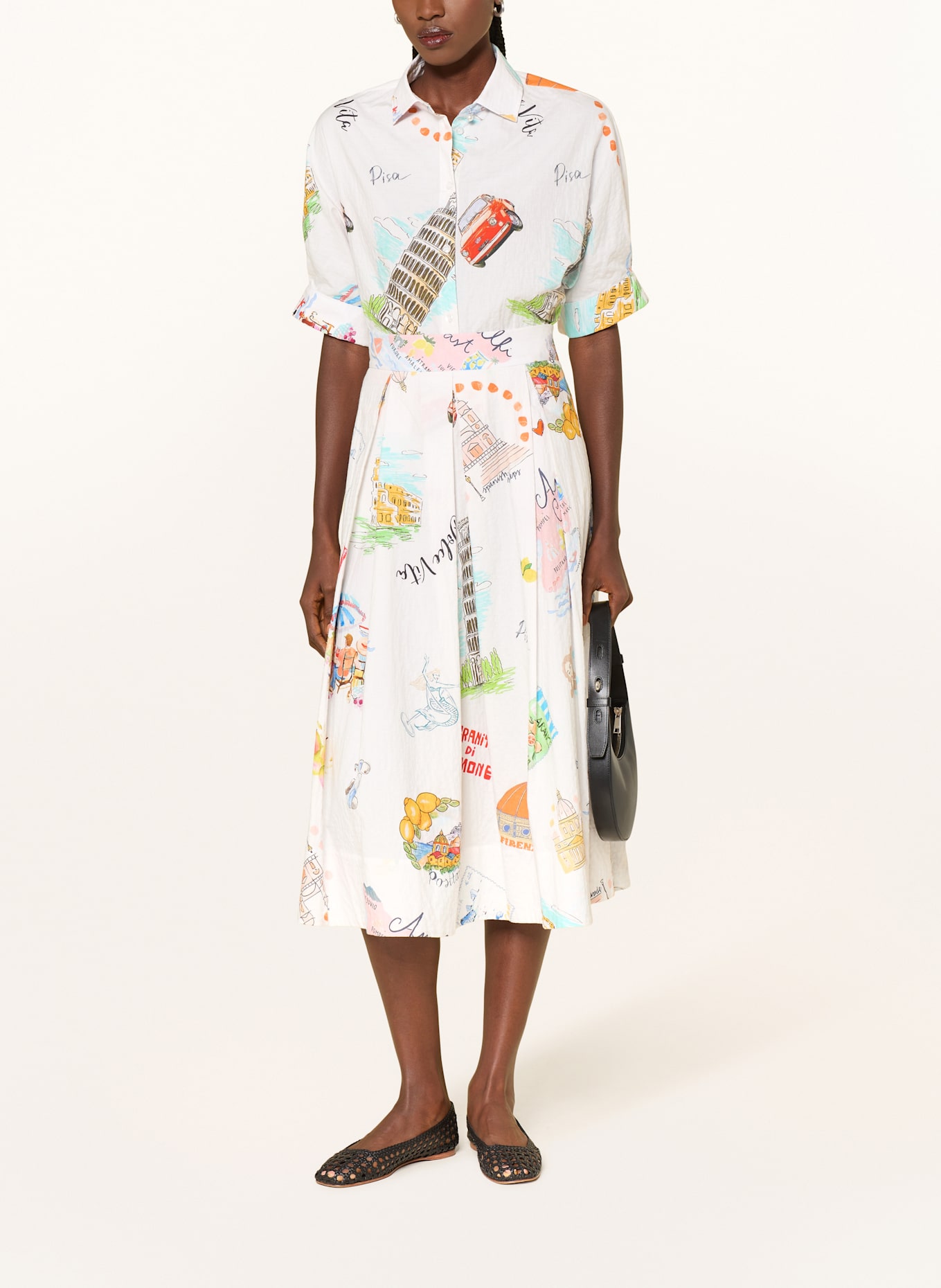 SEM PER LEI Hemdbluse mit 3/4-Arm: WEISS / TÜRKIS / HELLROSA