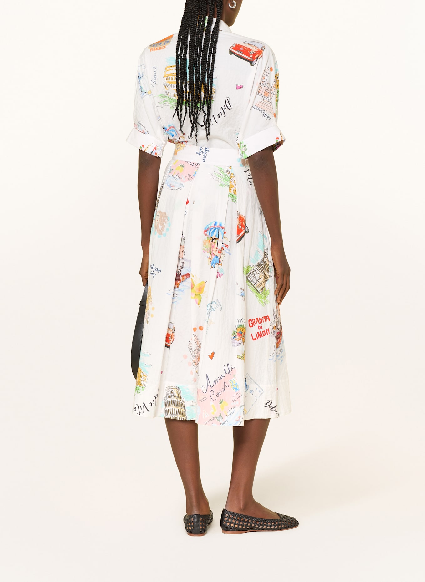 SEM PER LEI Hemdbluse mit 3/4-Arm: WEISS / TÜRKIS / HELLROSA