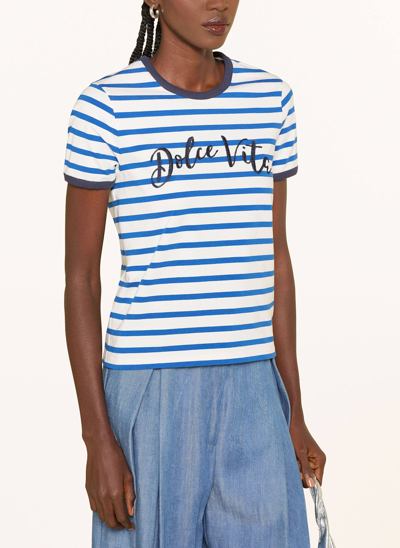 SEM PER LEI Tričko: BÍLÁ / MODRÁ