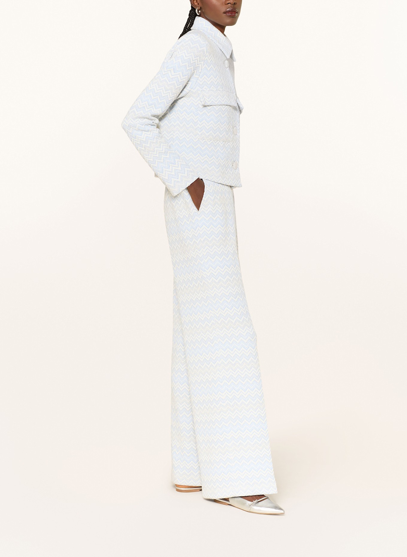 SEM PER LEI Marlene kalhoty s třpytivou přízí: BÍLÁ / TMAVĚ MODRÁ / STŘÍBRNÁ