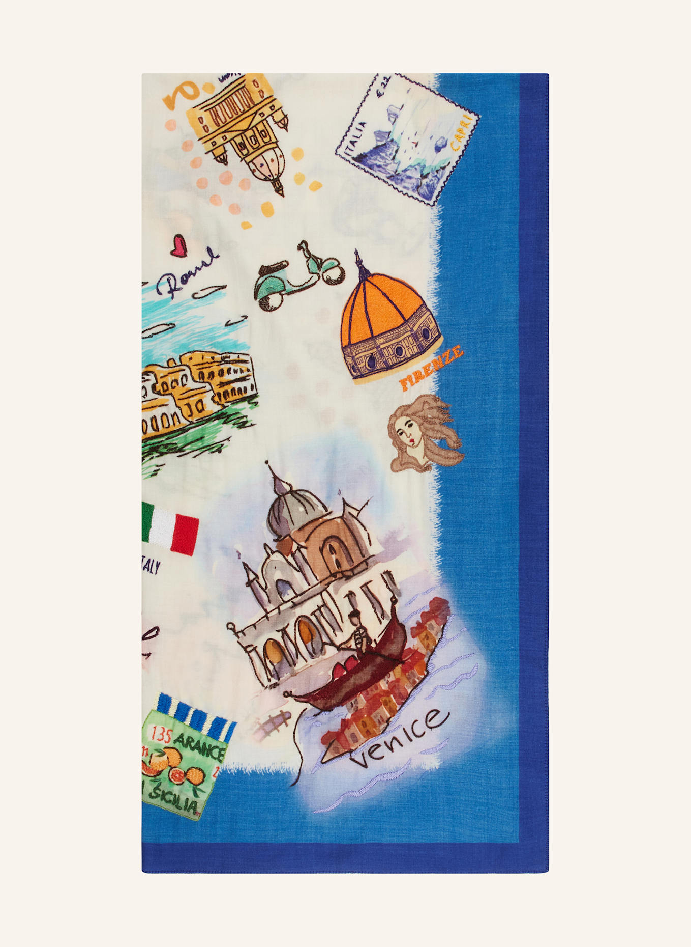 SEM PER LEI Šátek CAPRI: MODRÁ / ZELENÁ / ORANŽOVÁ