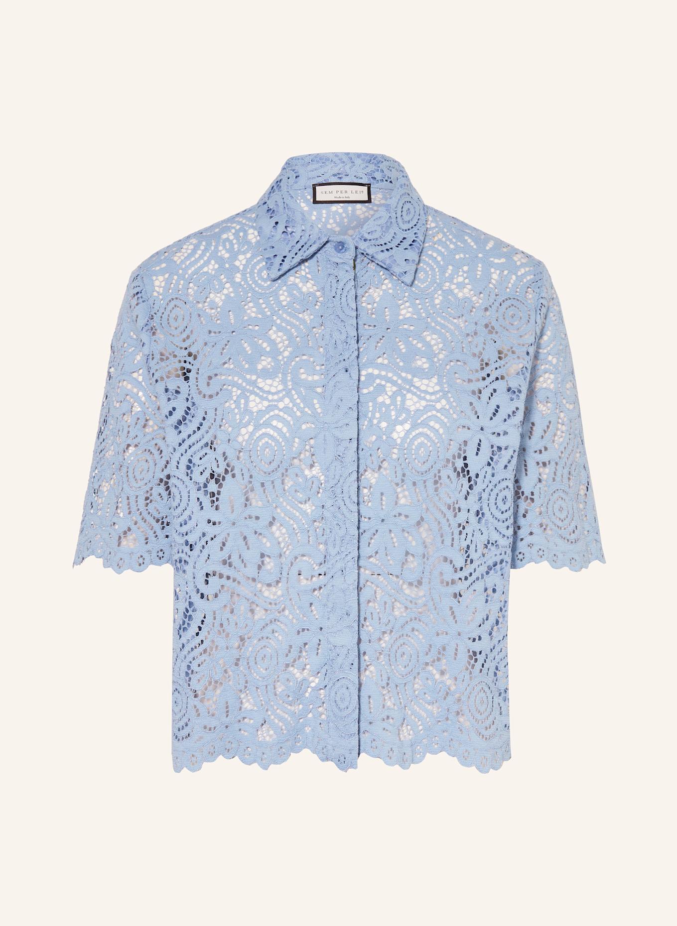 SEM PER LEI Shirt blouse in broderie anglaise: LIGHT BLUE