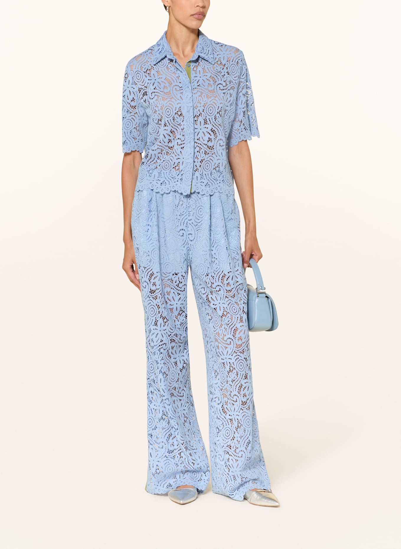 SEM PER LEI Shirt blouse in broderie anglaise: LIGHT BLUE