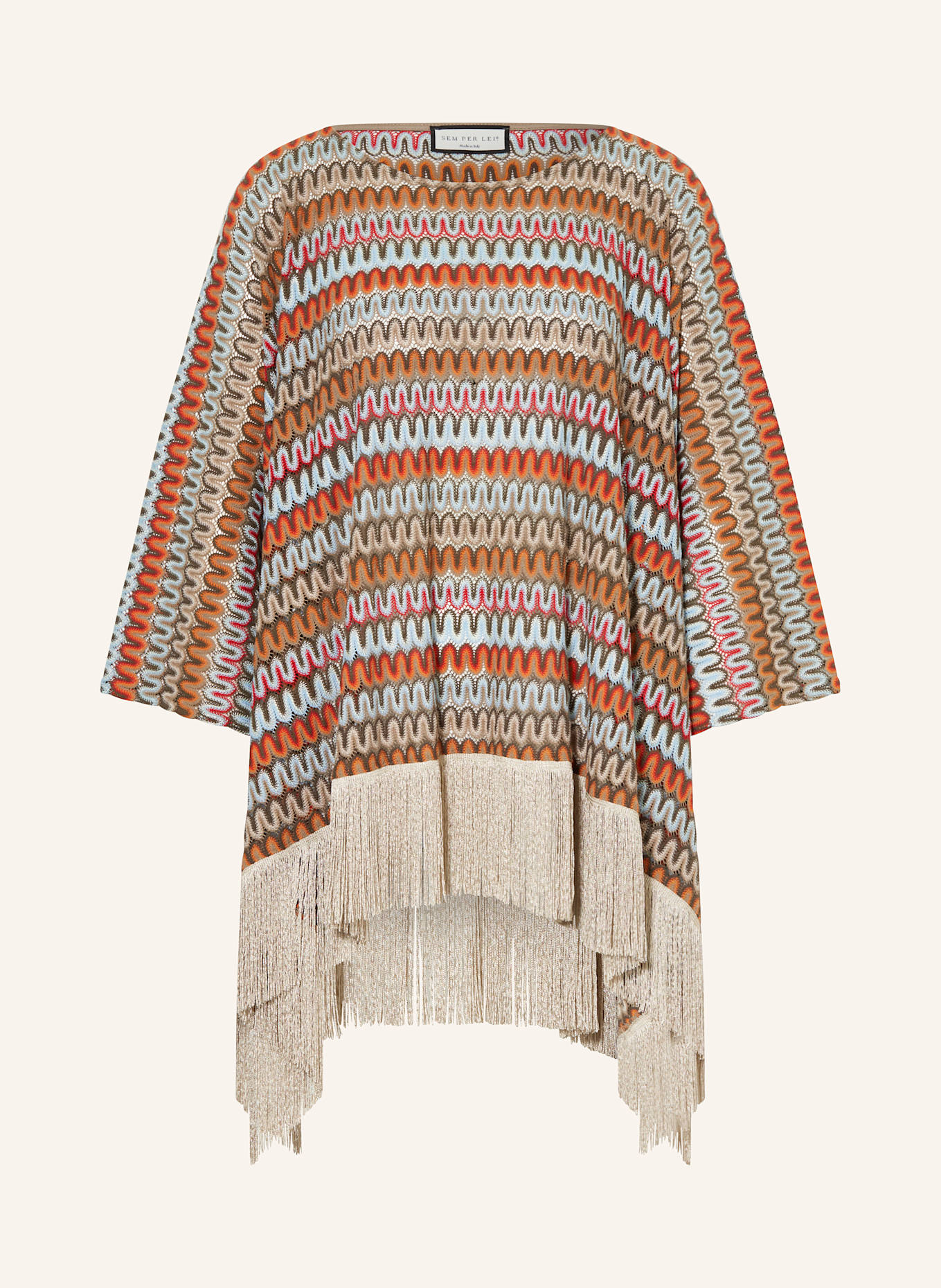 SEM PER LEI Pončo: TMAVĚ MODRÁ / ORANŽOVÁ / ČERNOŠEDÁ