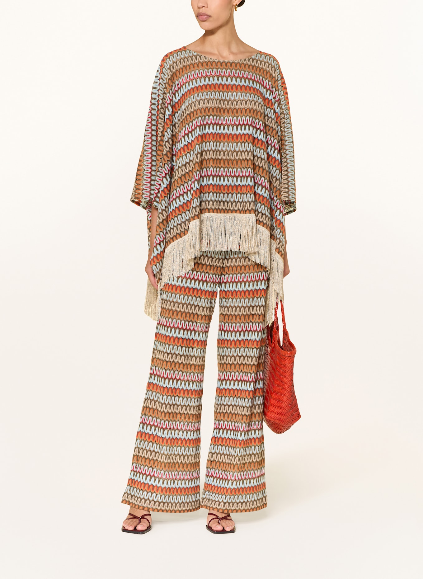 SEM PER LEI Pončo: TMAVĚ MODRÁ / ORANŽOVÁ / ČERNOŠEDÁ