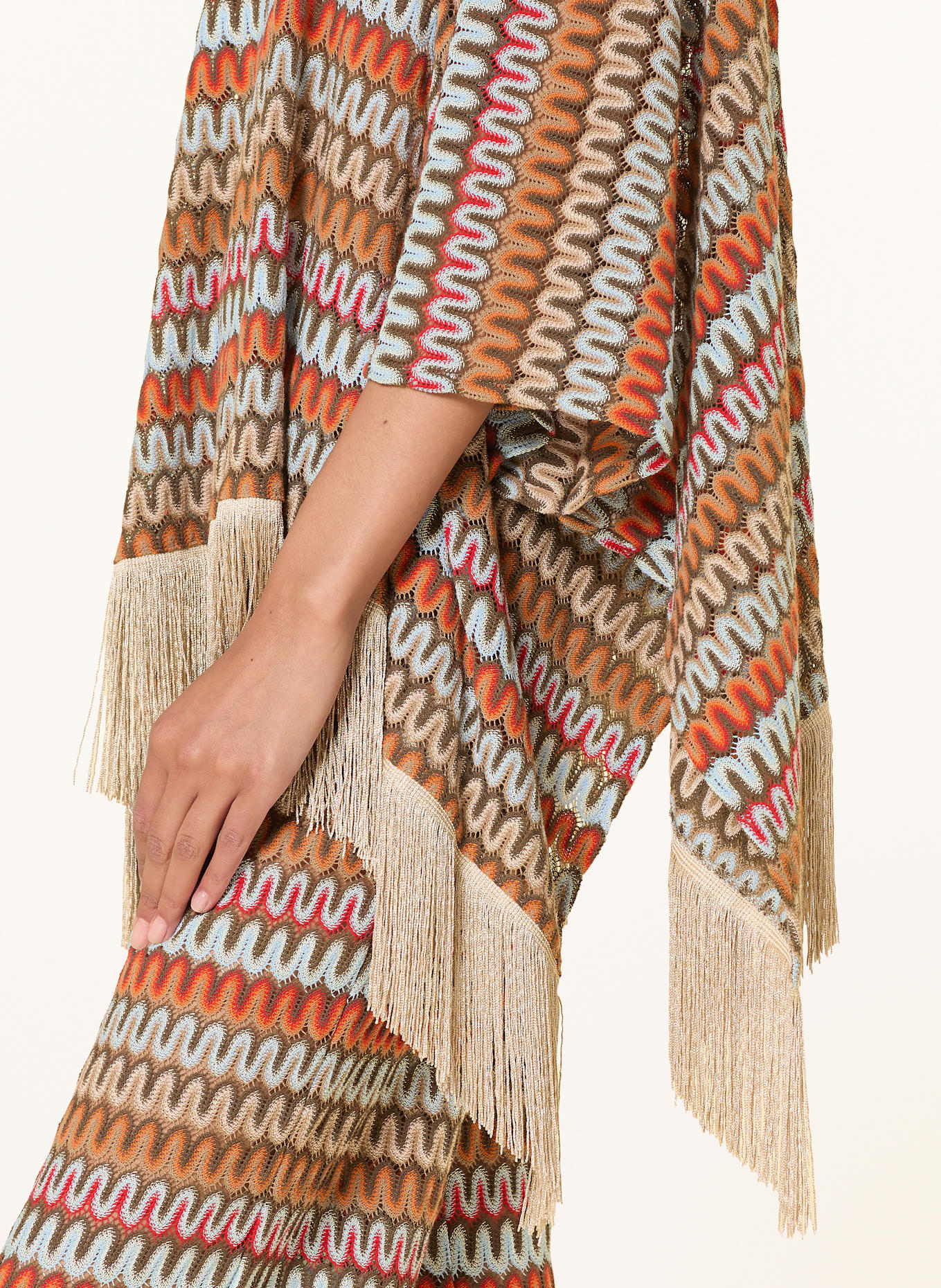 SEM PER LEI Pončo: TMAVĚ MODRÁ / ORANŽOVÁ / ČERNOŠEDÁ