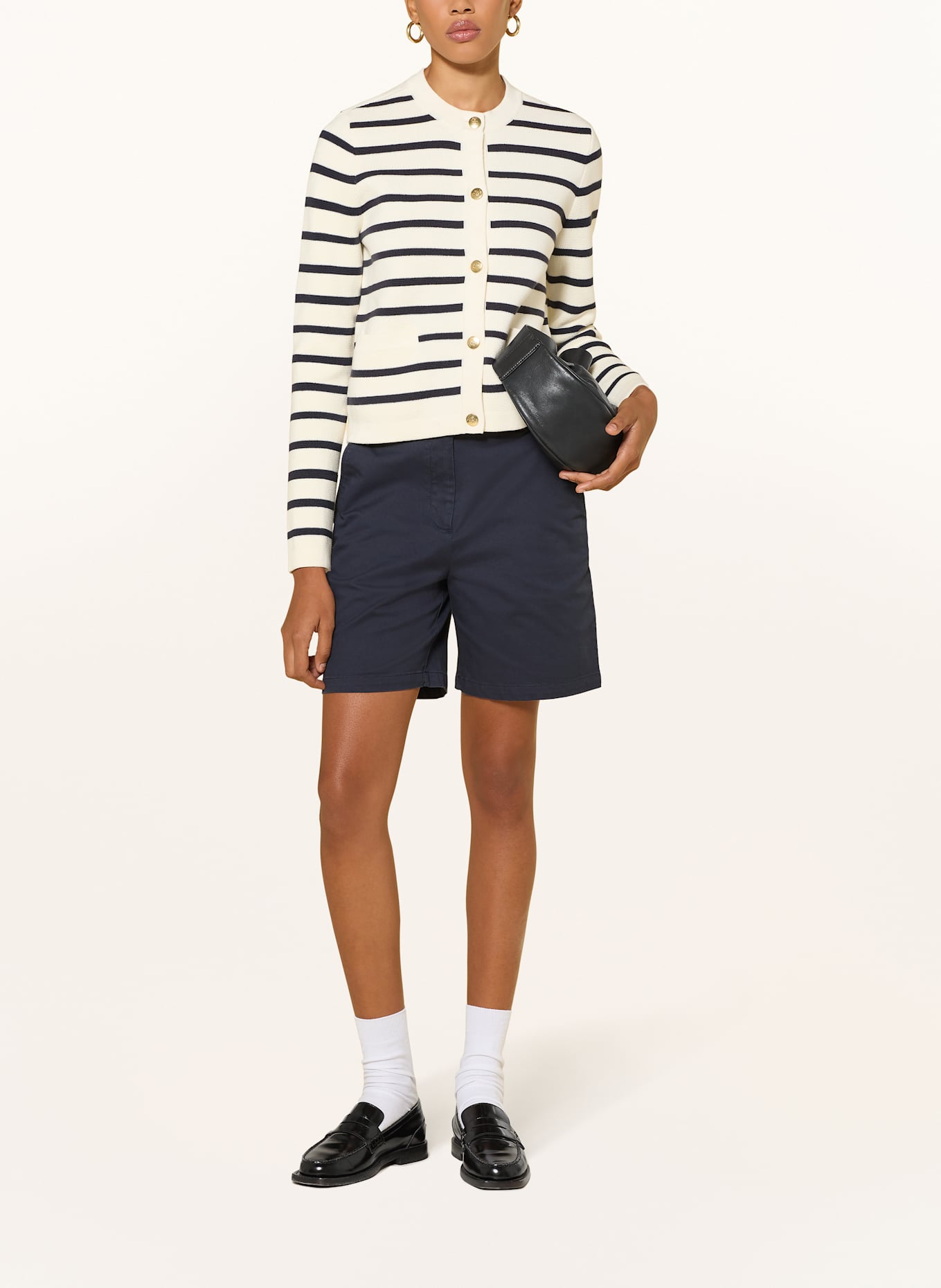 GANT Strickjacke: CREME / DUNKELBLAU