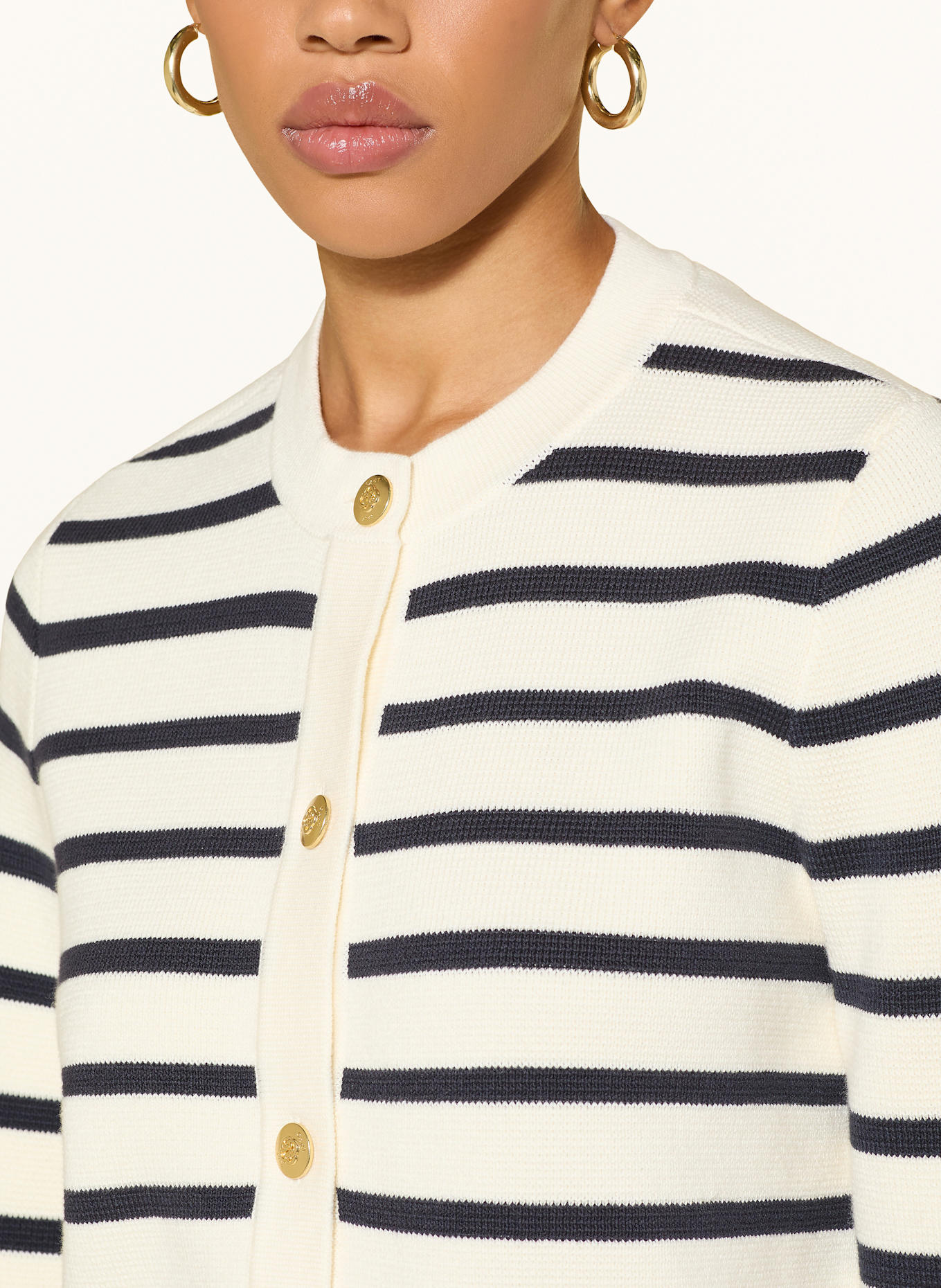 GANT Strickjacke: CREME / DUNKELBLAU