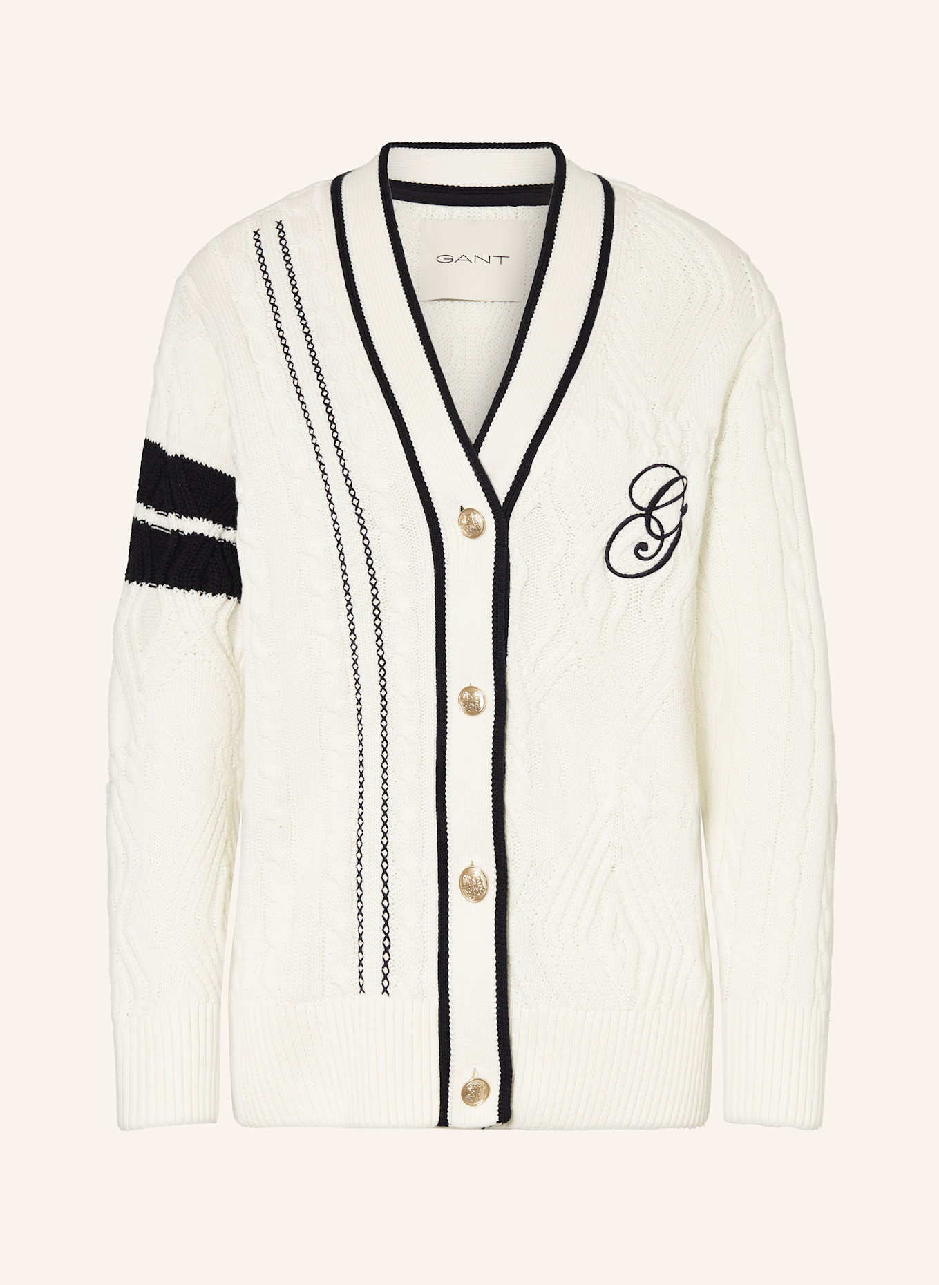 GANT Oversized pletený kardigan: REŽNÁ / ČERNÁ