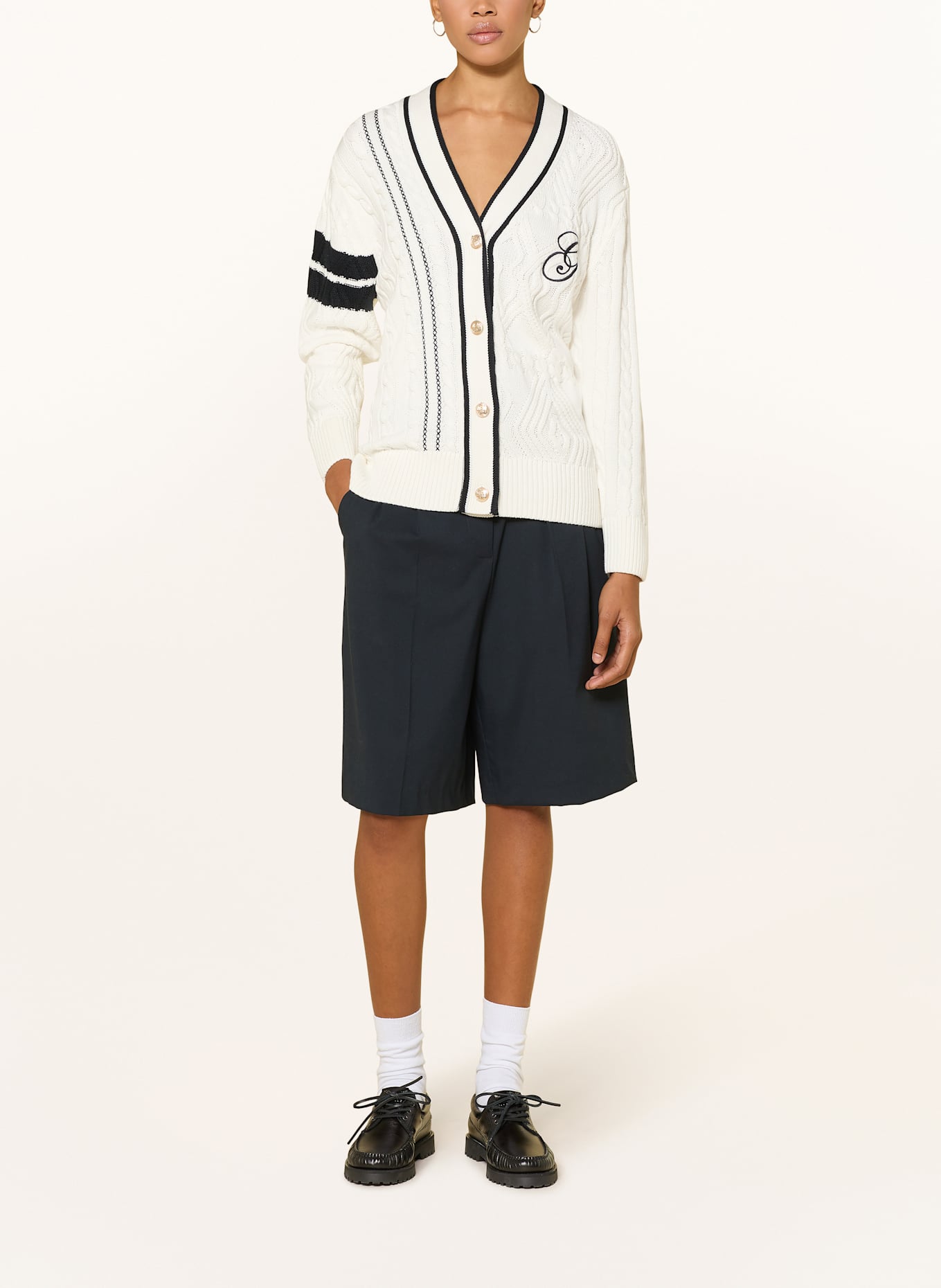 GANT Oversized pletený kardigan: REŽNÁ / ČERNÁ