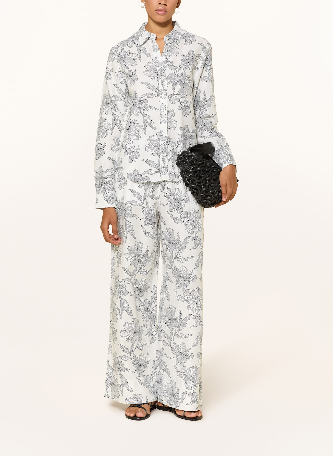 GANT Leinenhose: WEISS / SCHWARZ