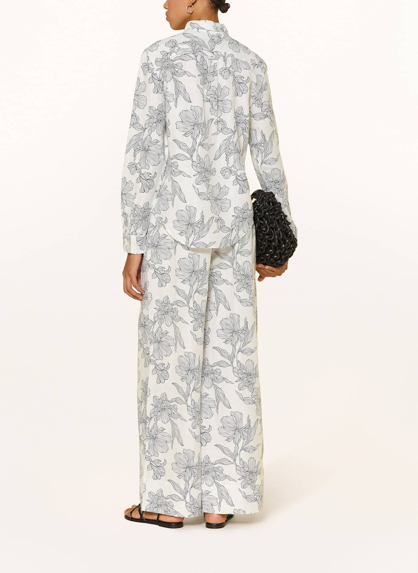 GANT Leinenhose: WEISS / SCHWARZ