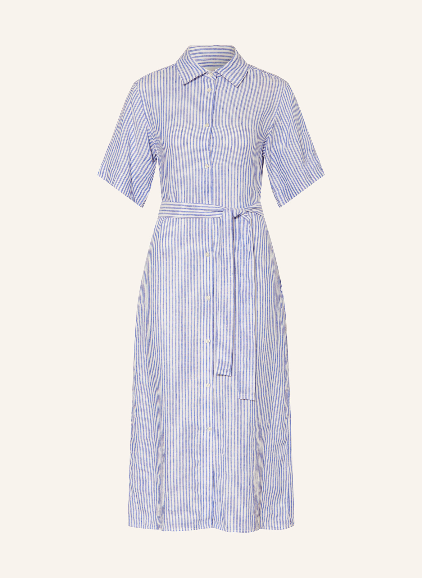 GANT Shirt dress in linen: BLUE / WHITE
