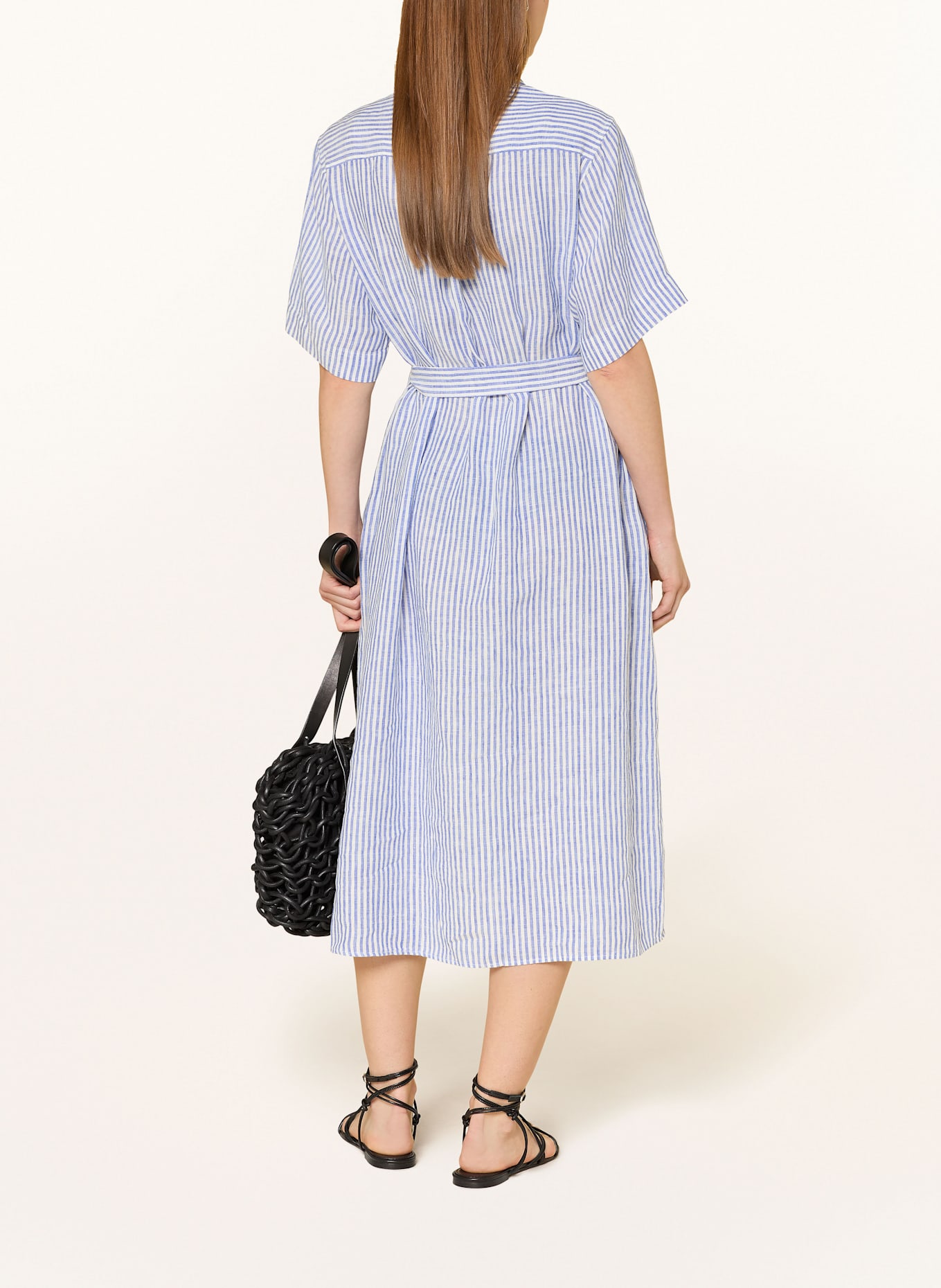 GANT Shirt dress in linen: BLUE / WHITE