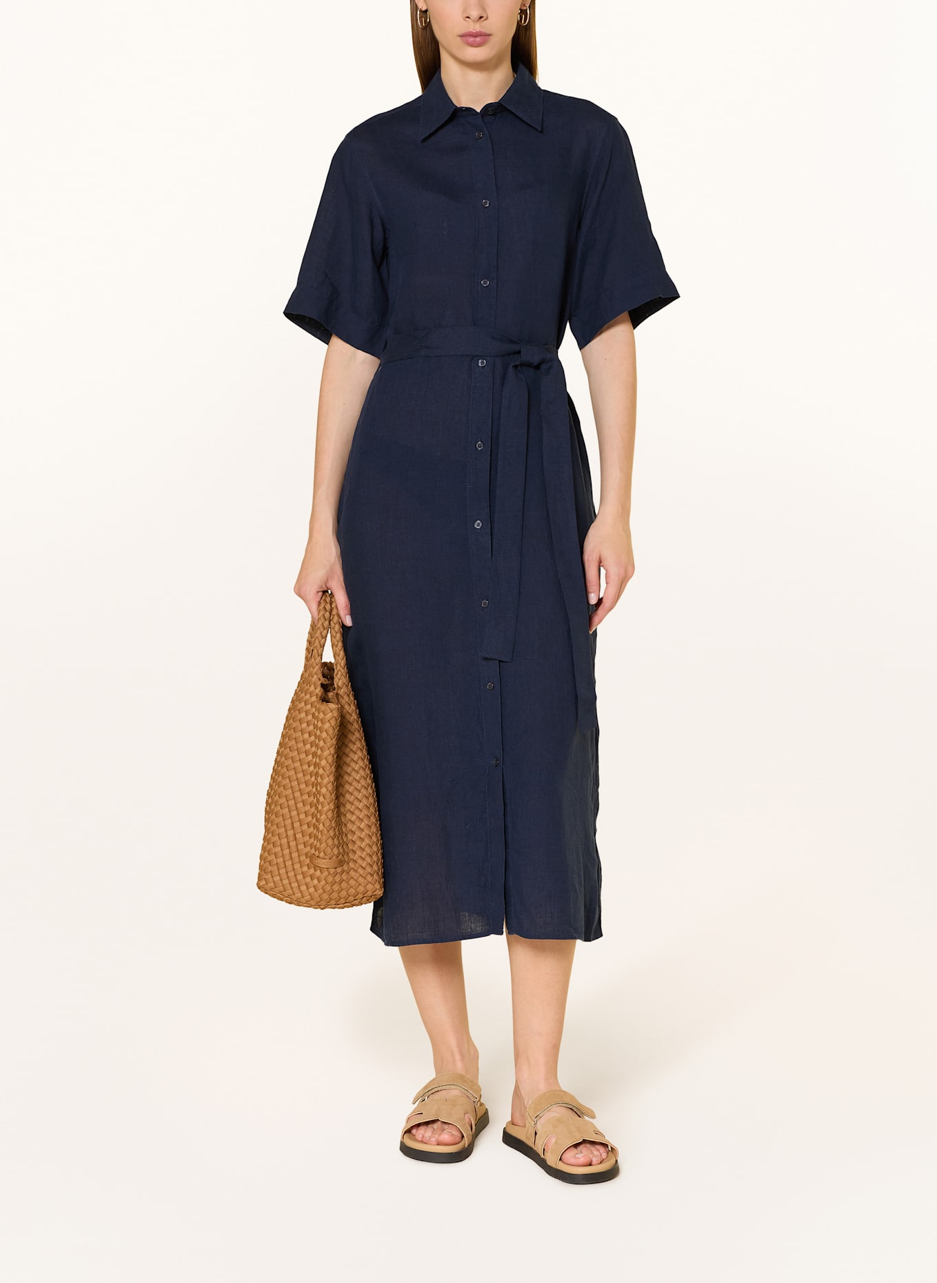 GANT Hemdblusenkleid aus Leinen: DUNKELBLAU