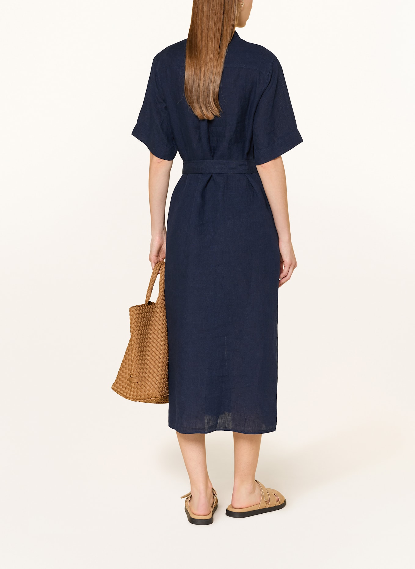 GANT Hemdblusenkleid aus Leinen: DUNKELBLAU