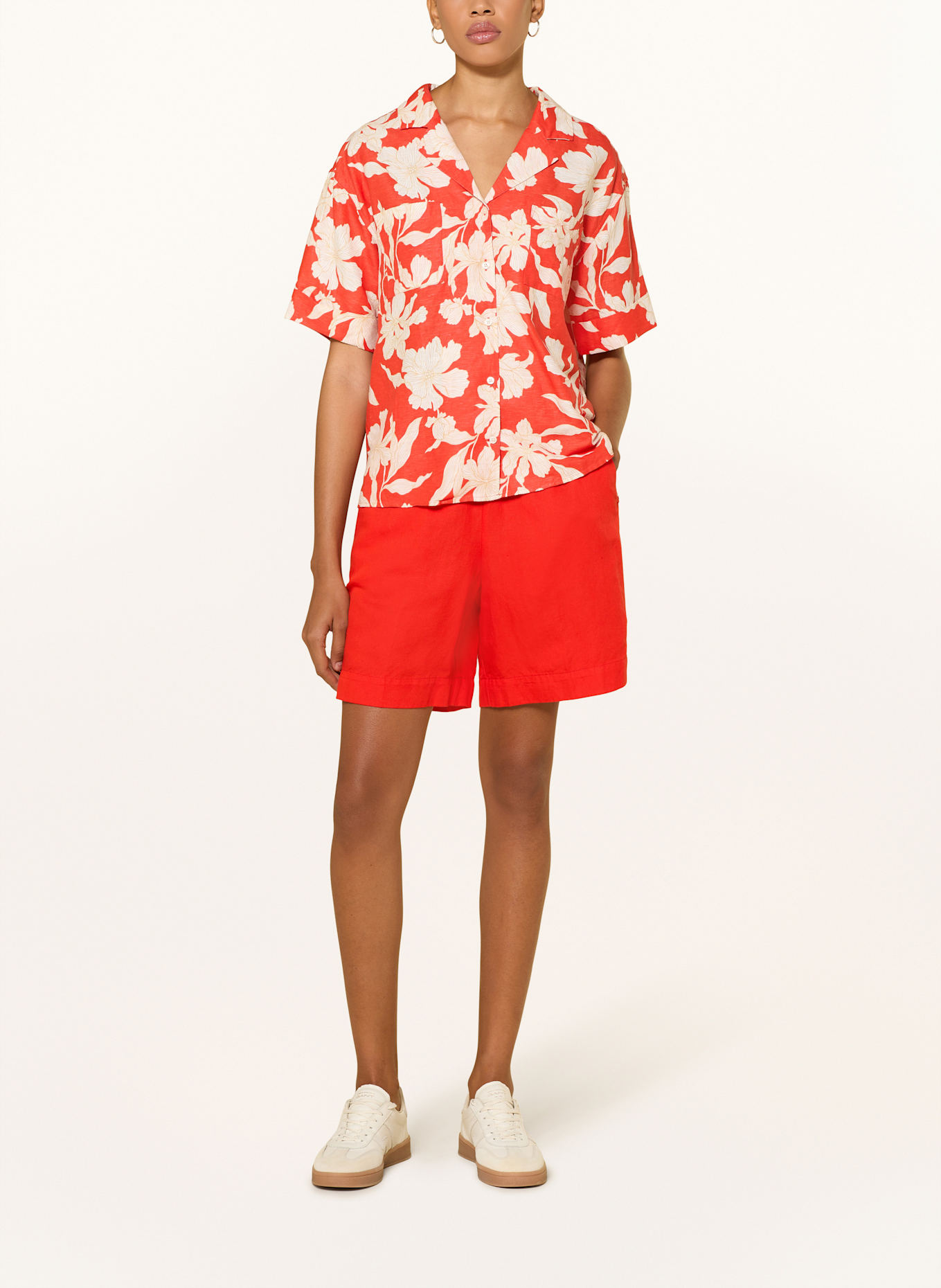 GANT Leinenbluse: WEISS / ROT / BEIGE